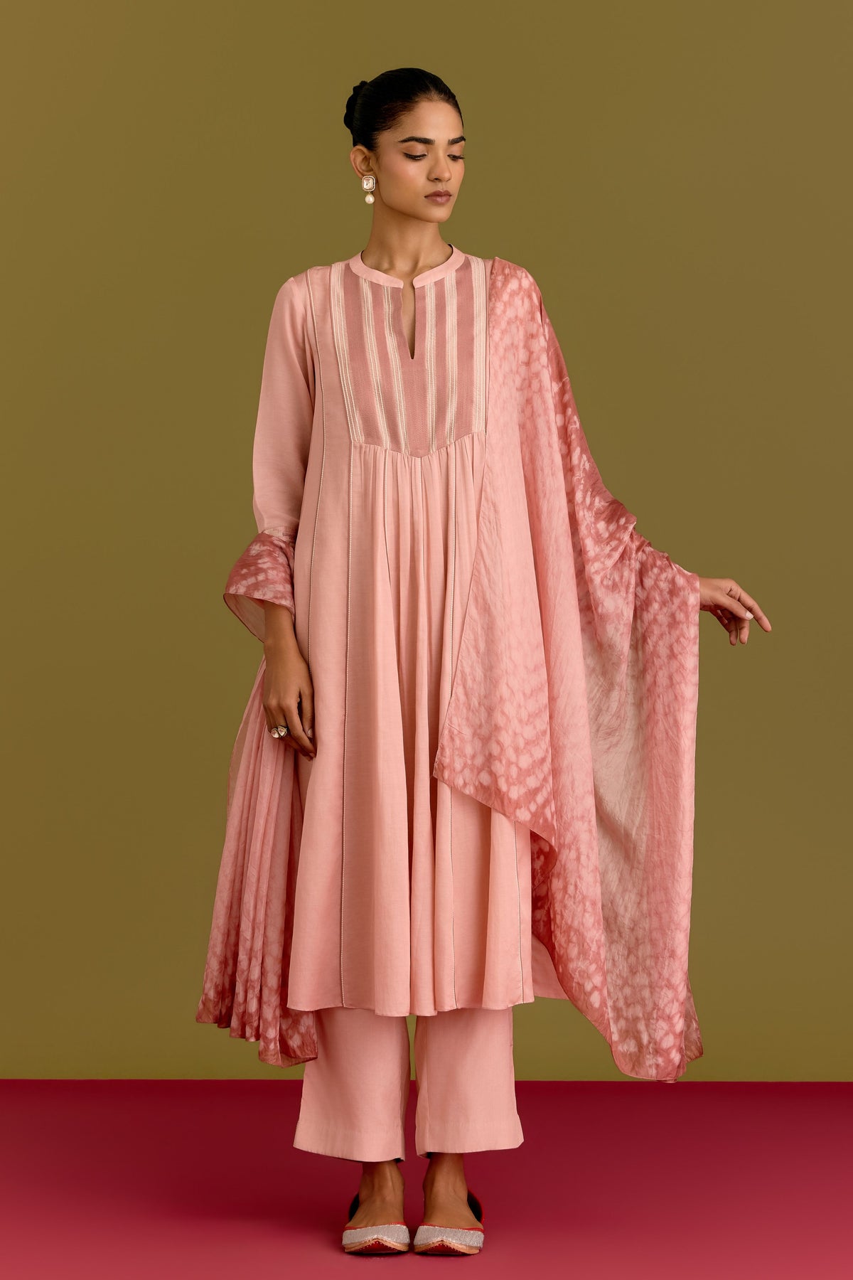Blush Pink Chanderi Kurta Set