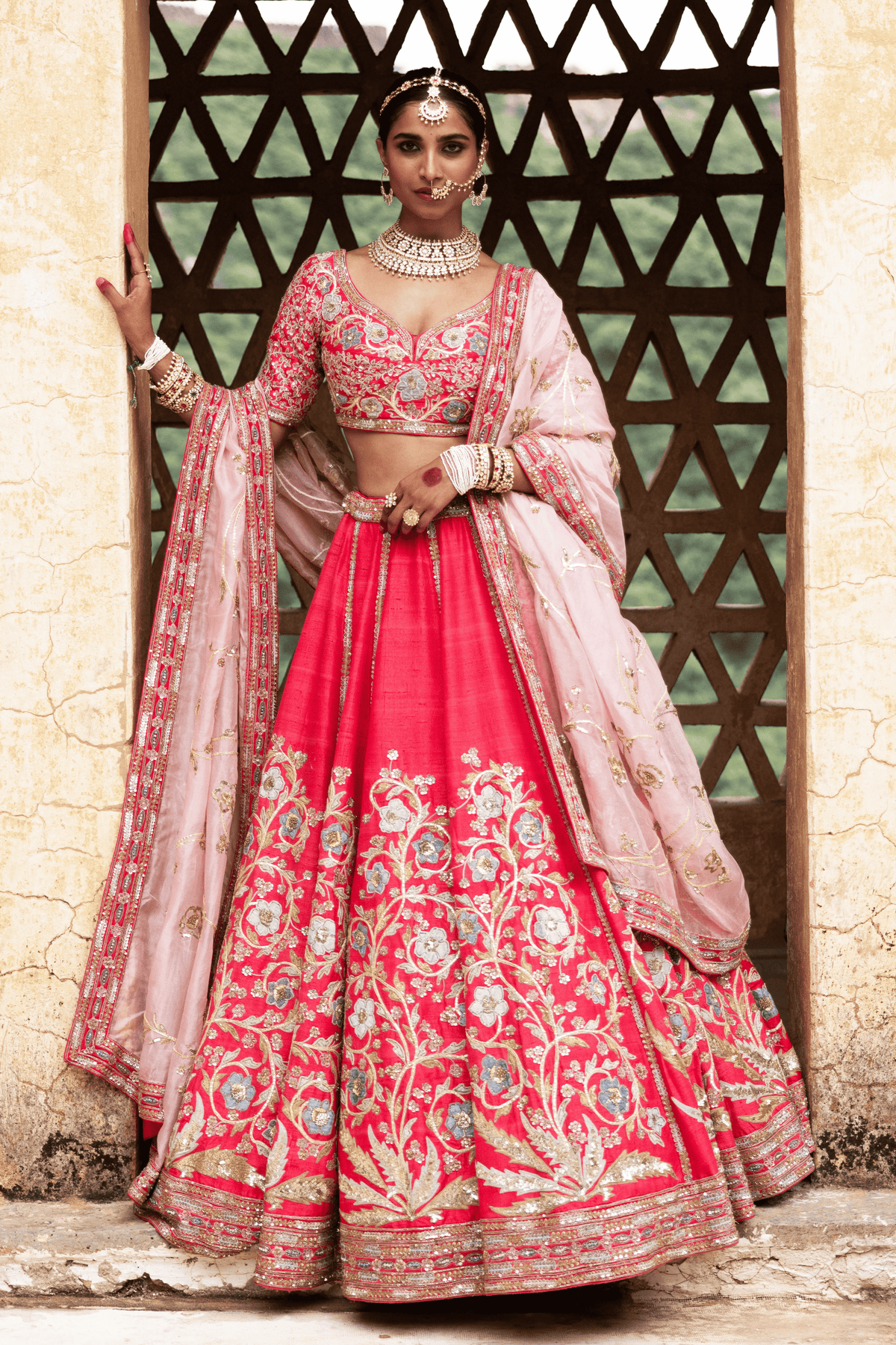 Classical Raw Silk Wedding Lehenga