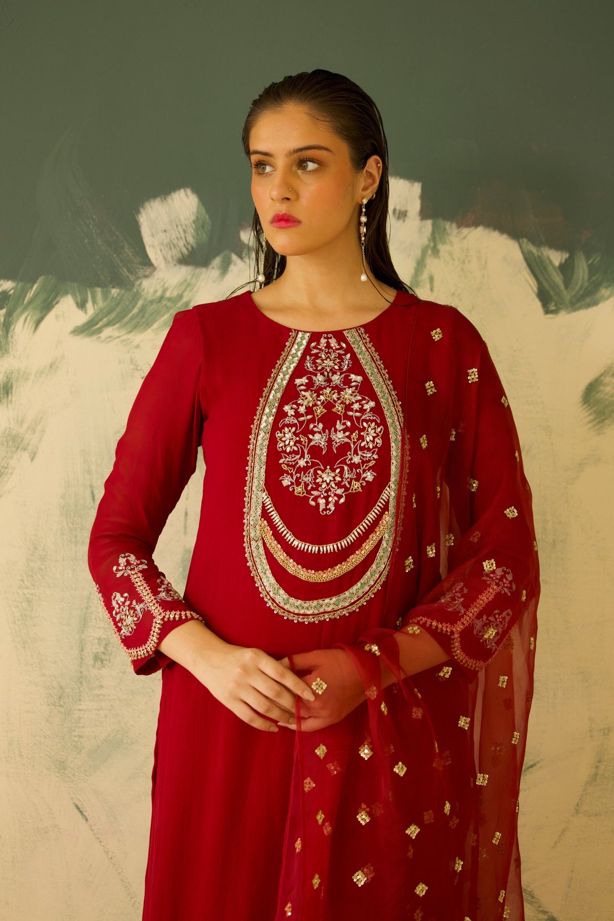 Crimson Red Kurta Set