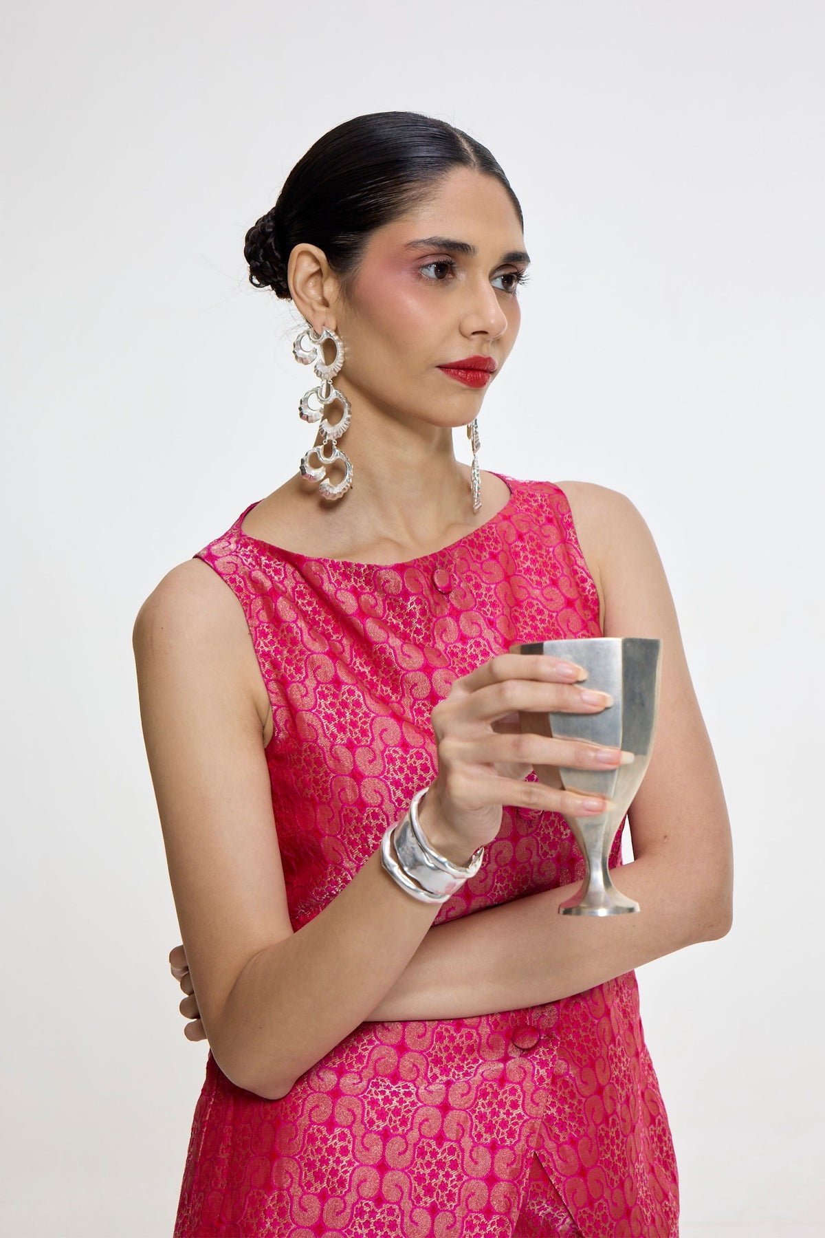 Handwoven Fuchsia Waistcoat Set