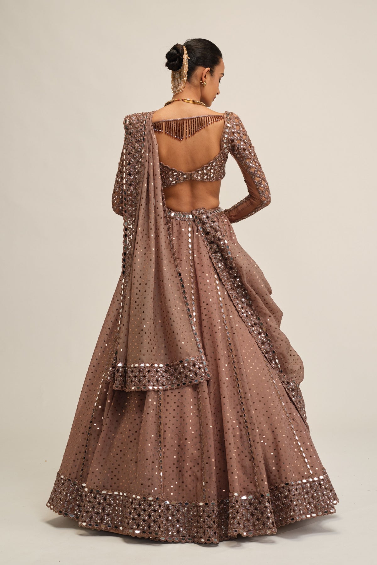 Beige Embroidered Lehenga Set