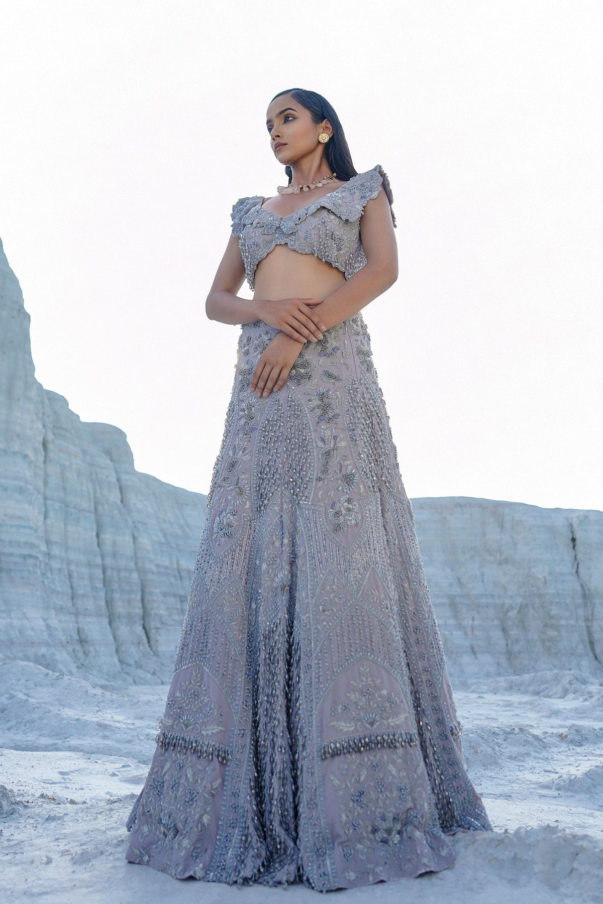 Light Blue Embroidered Lehenga Set