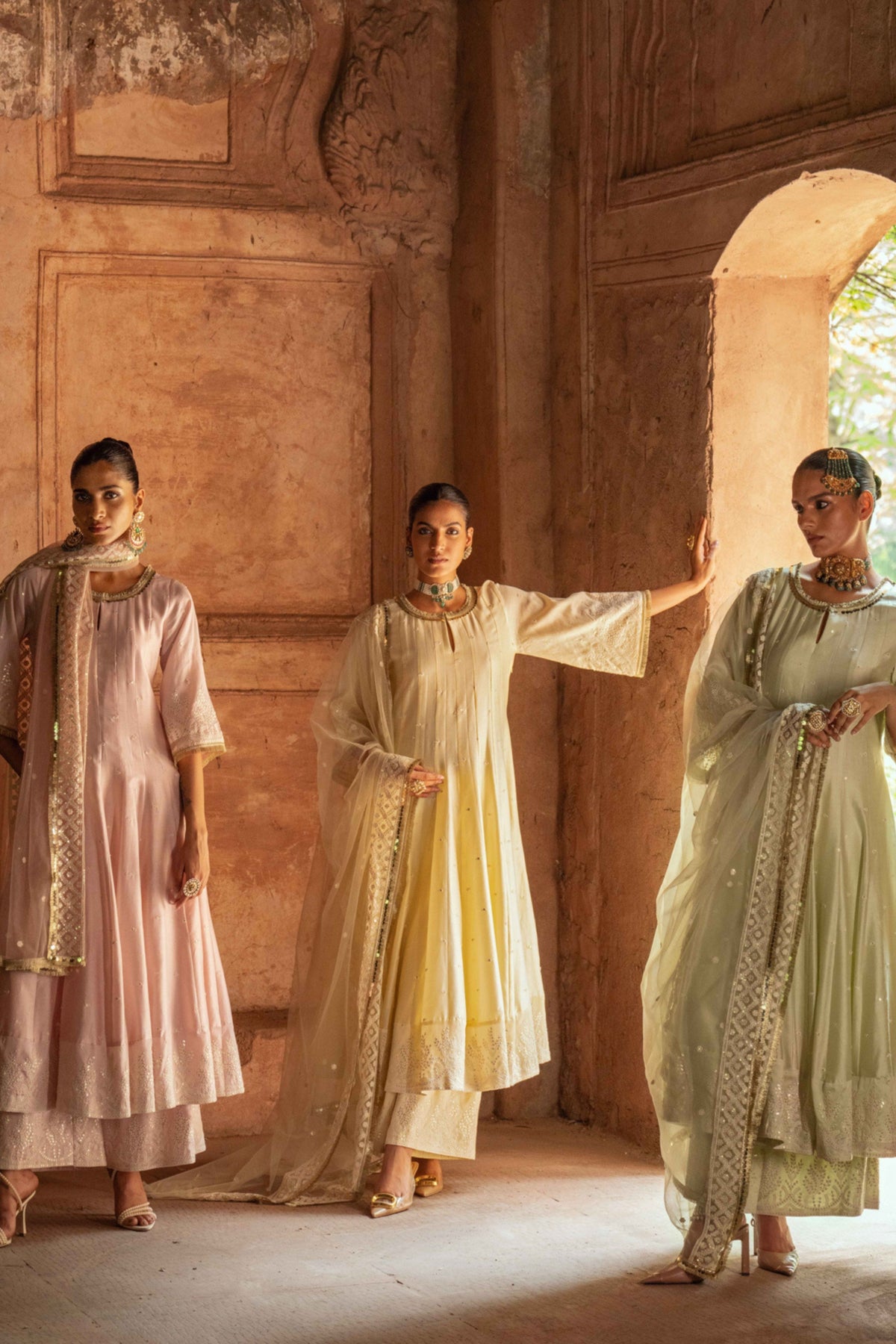 Forest Onion Pink Anarkali Set