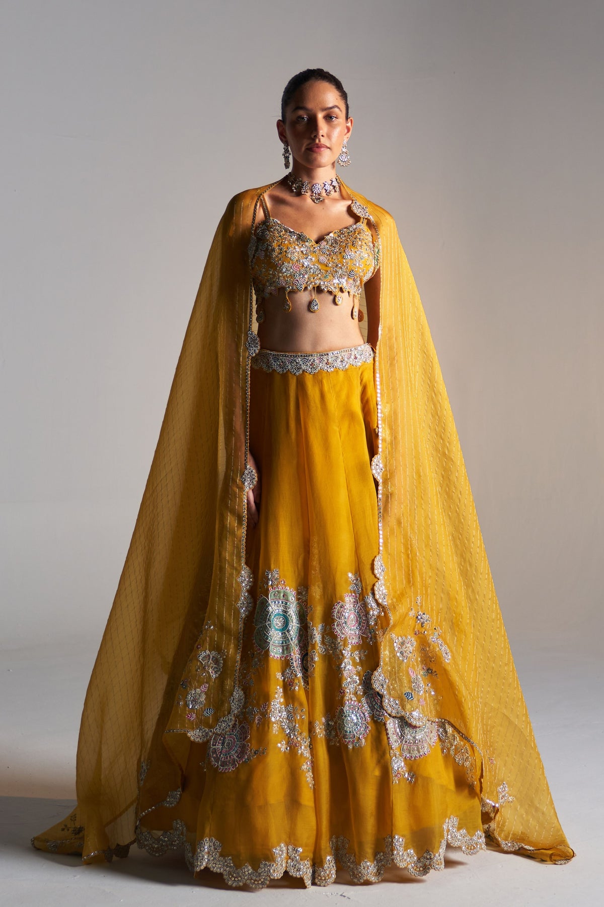 Honey Gold Embroidered Lehenga Set