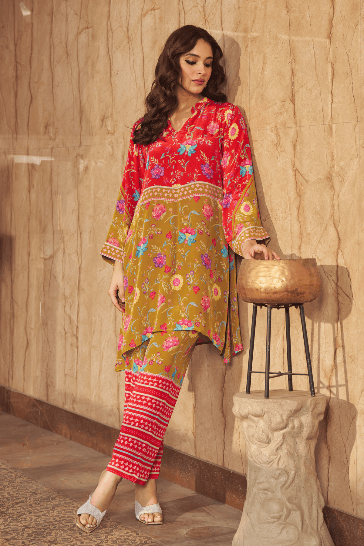 Ruya Olive Tunic Set