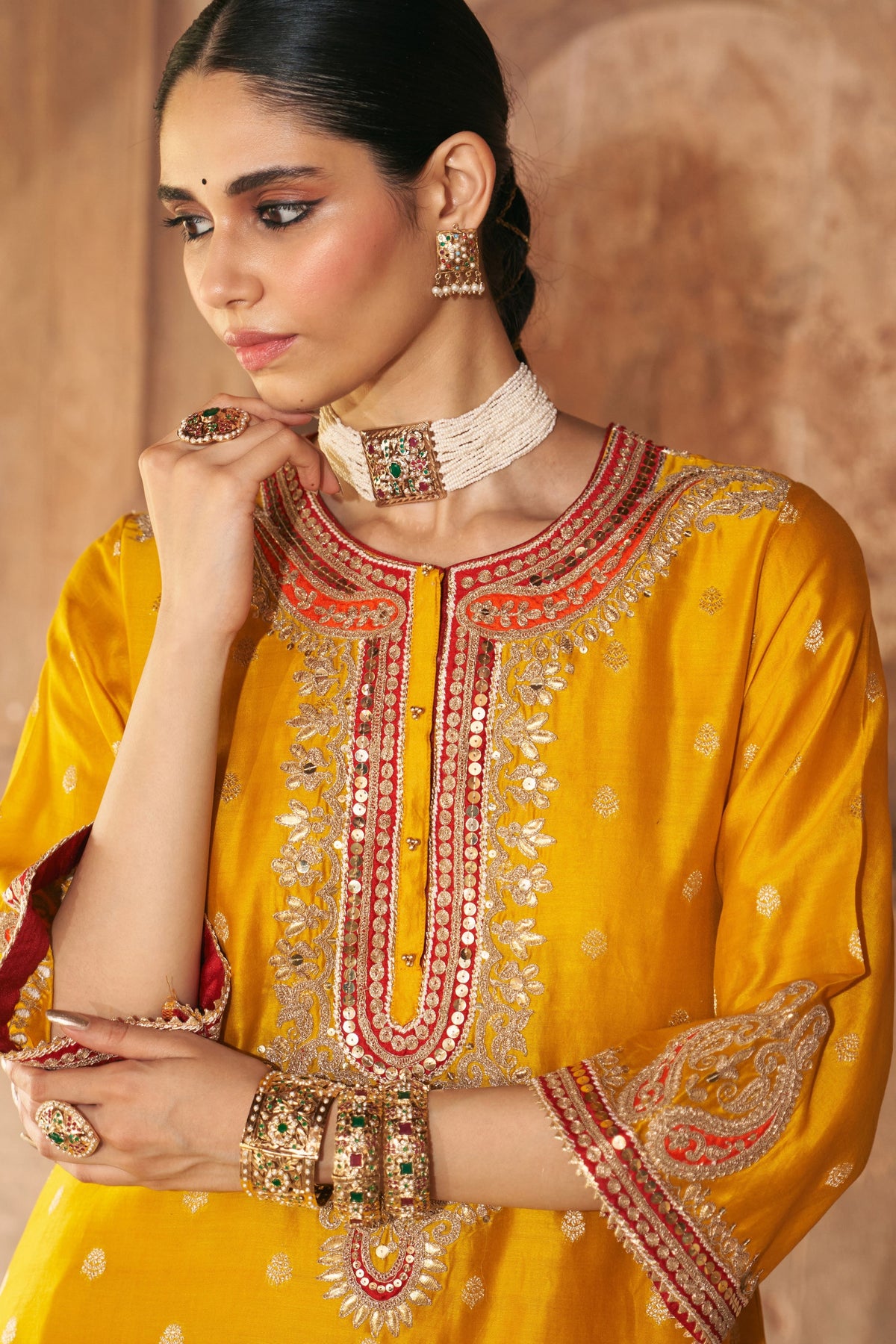 Farhana Mustard Kurta Set