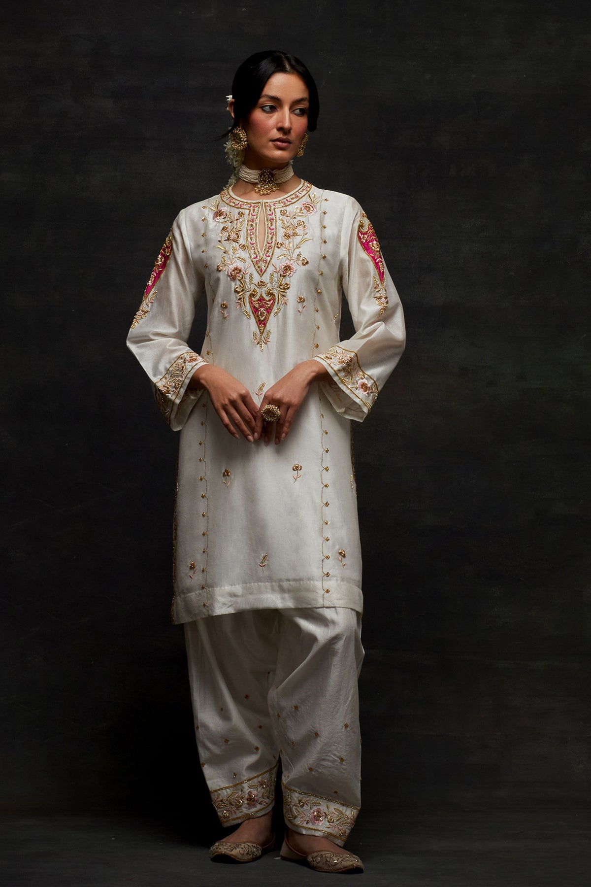 White Short Kurta Set