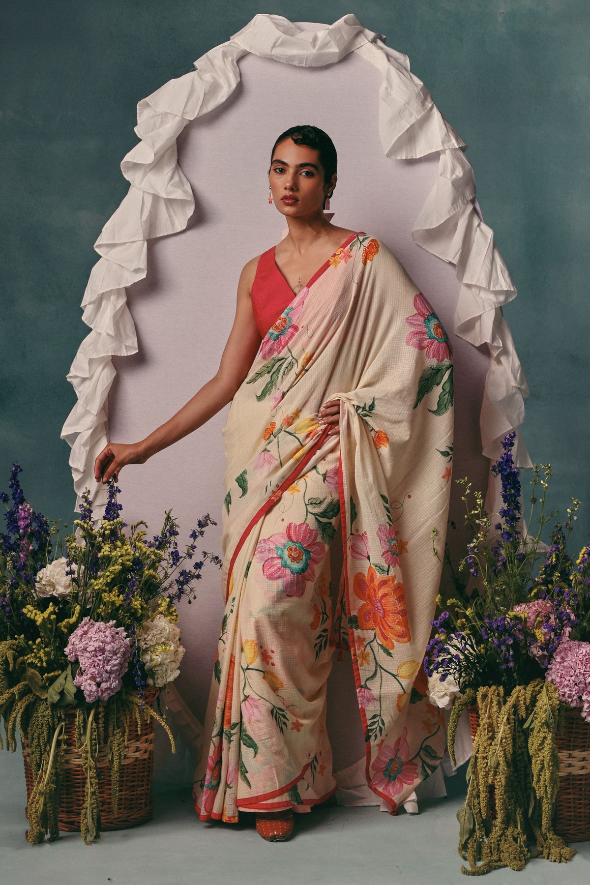 Dahlia Ecru Saree