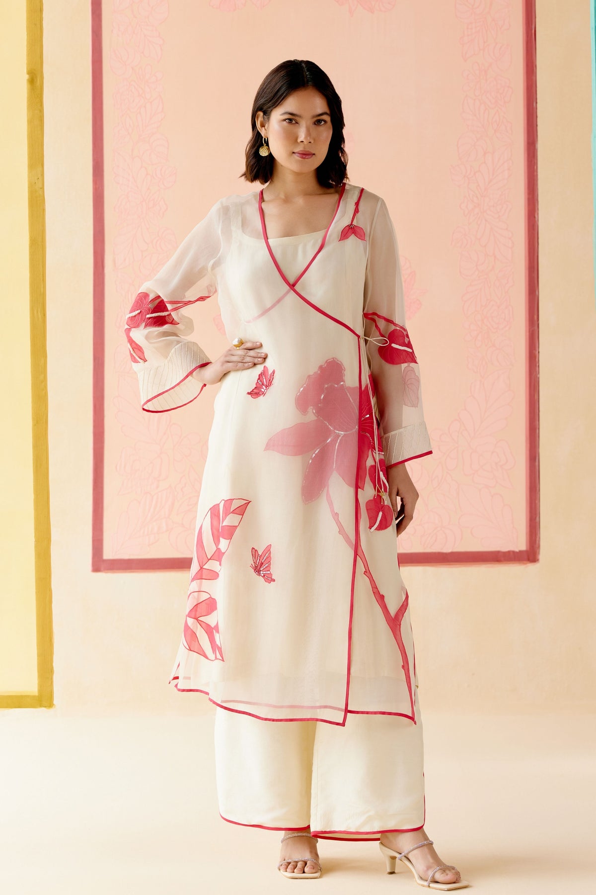 Ivory Silk Organza Kurta Set