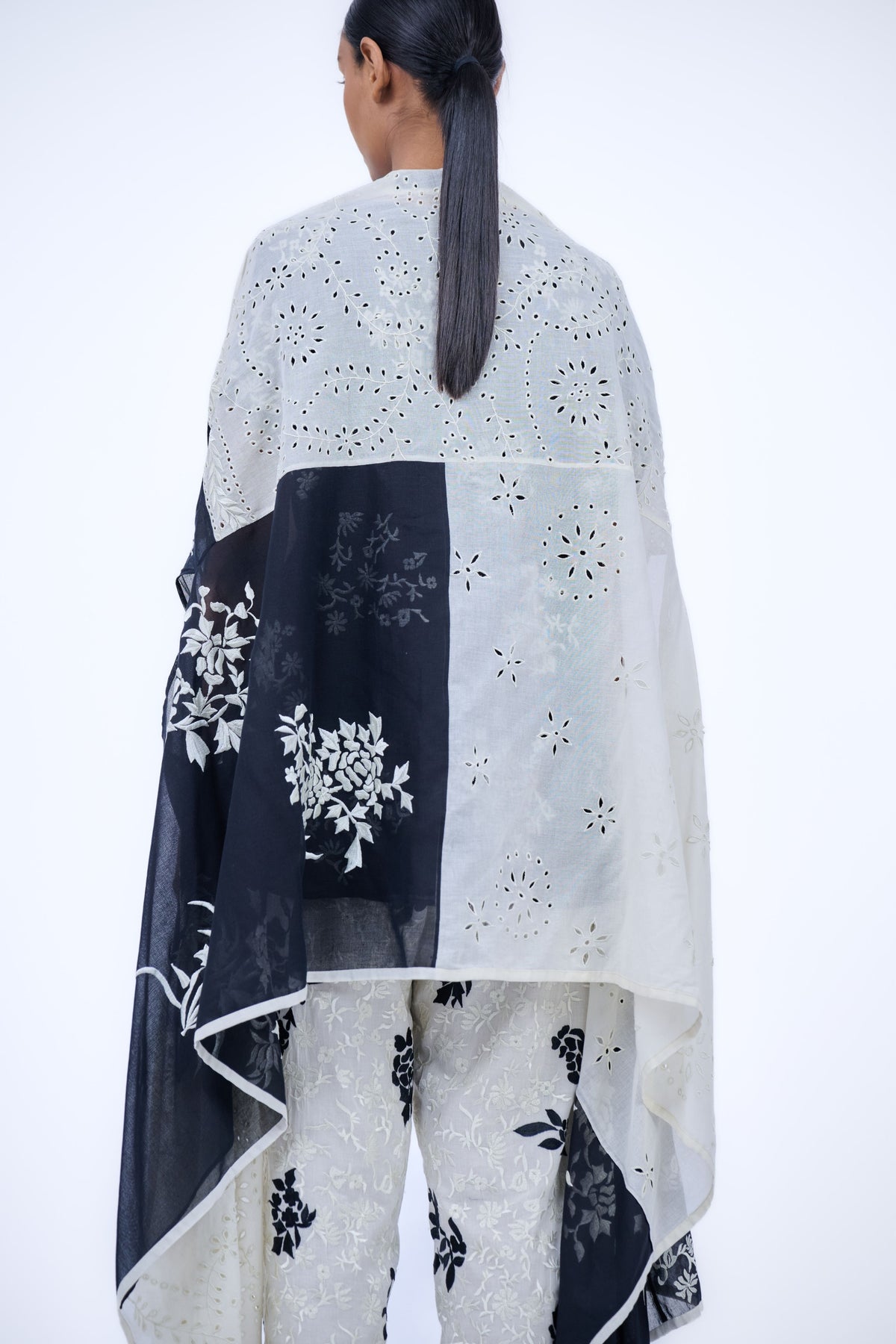 Ecru Black Cutwork Cape
