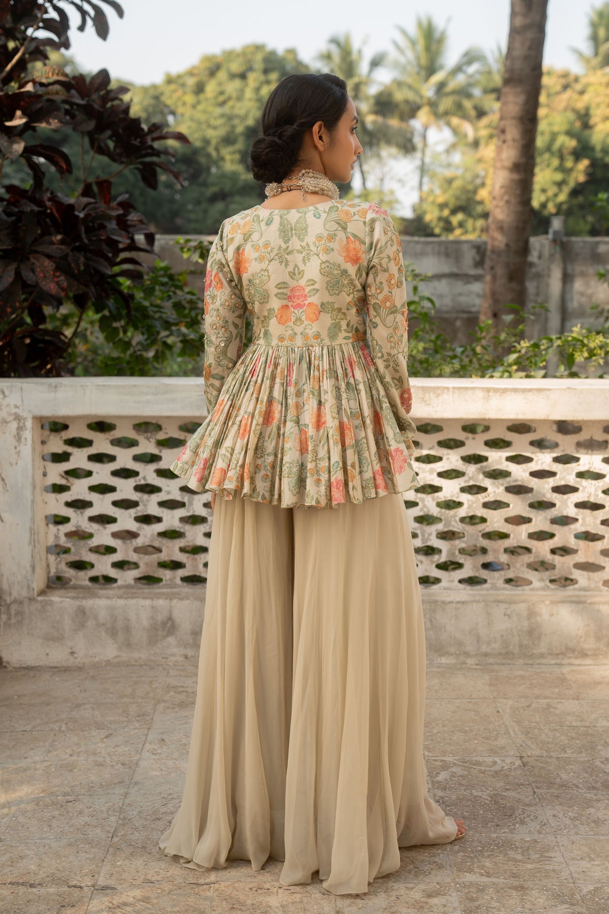 Ivory Embroidered Peplum Set