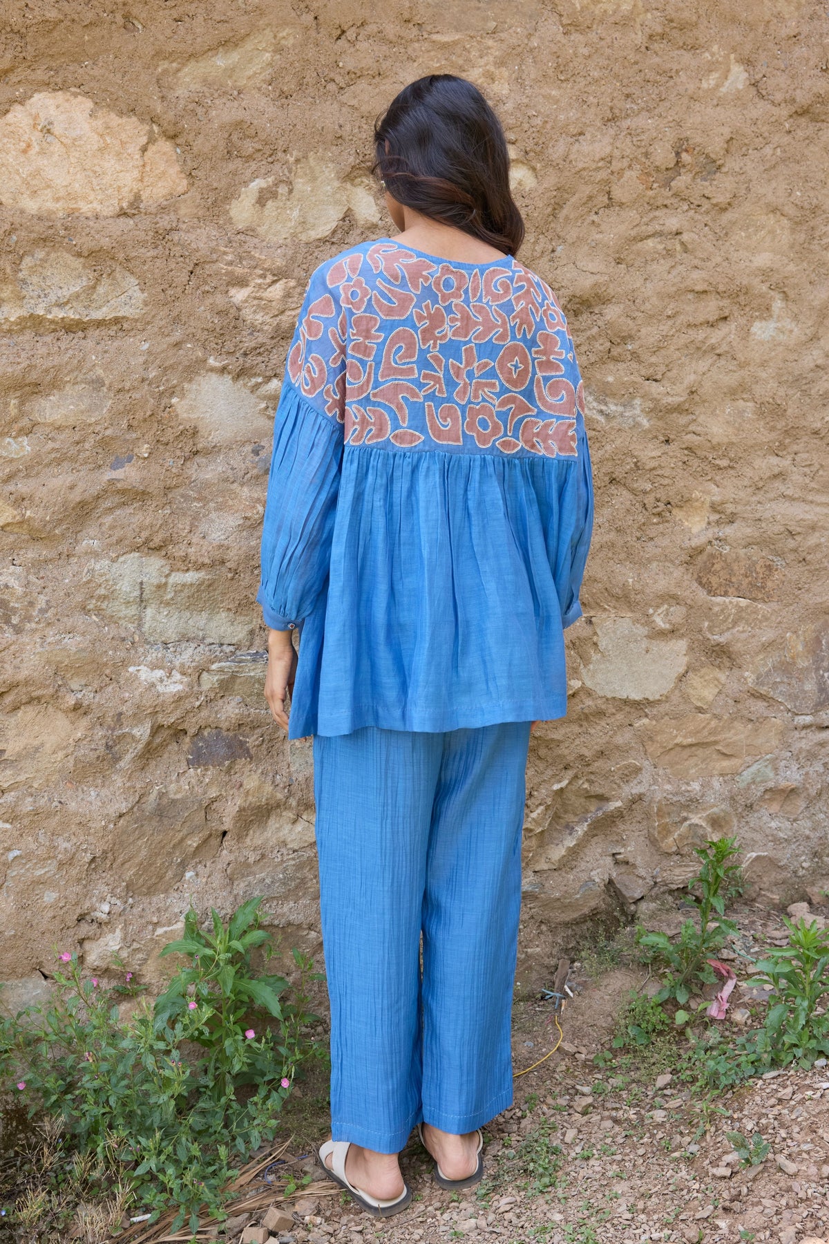 Blue Handcrafted Appliqué Top