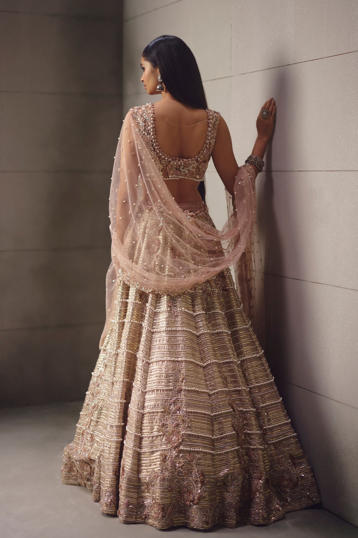 Dusty Pink Embroidered Lehenga Set