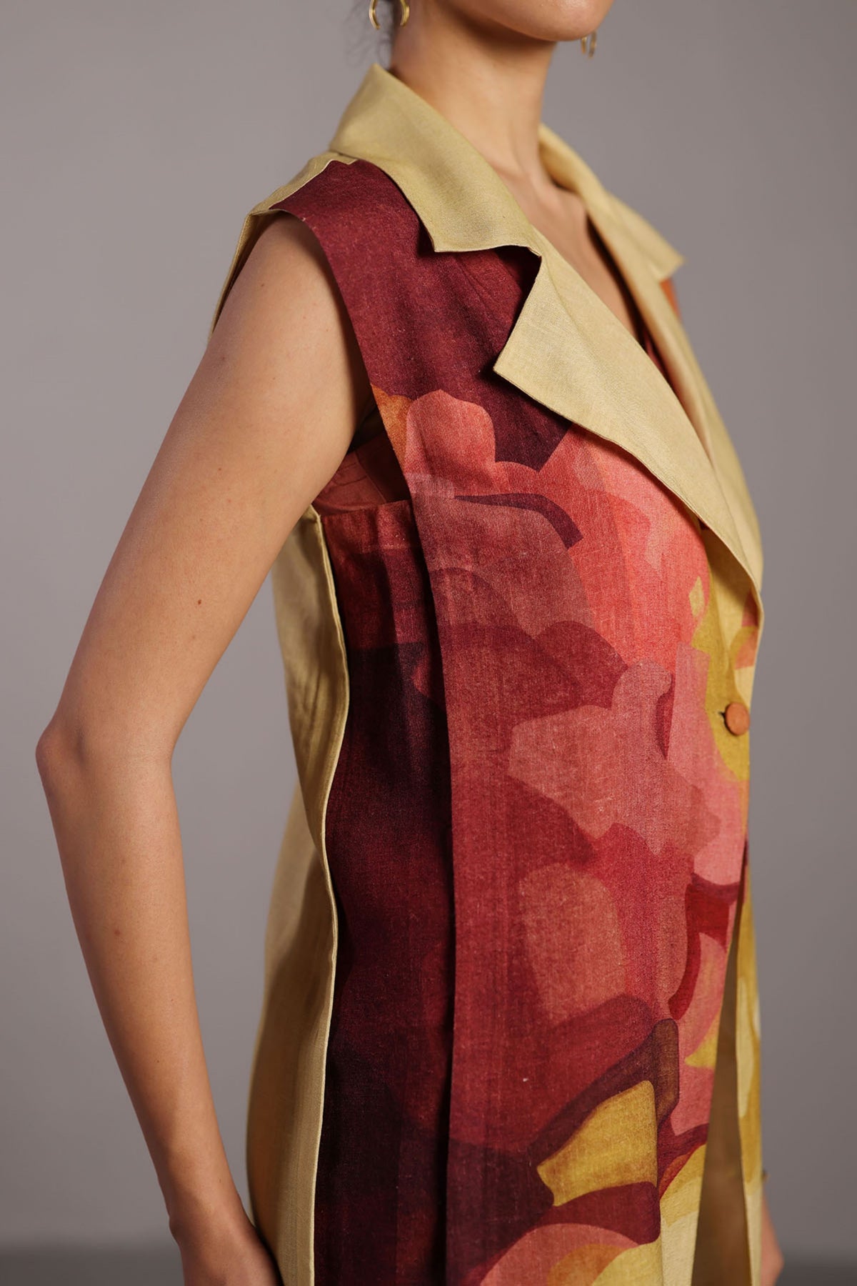 Diffuse Wine and Cream Jacket Set