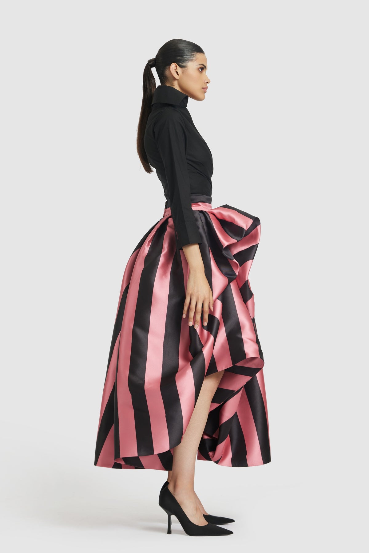 Pink &amp; Black Tea Length Skirt