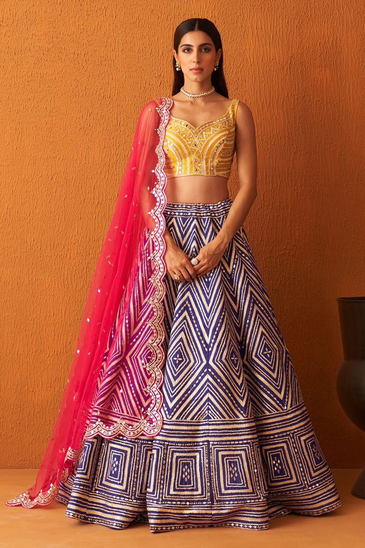 Purple Raw Silk Lehenga Set