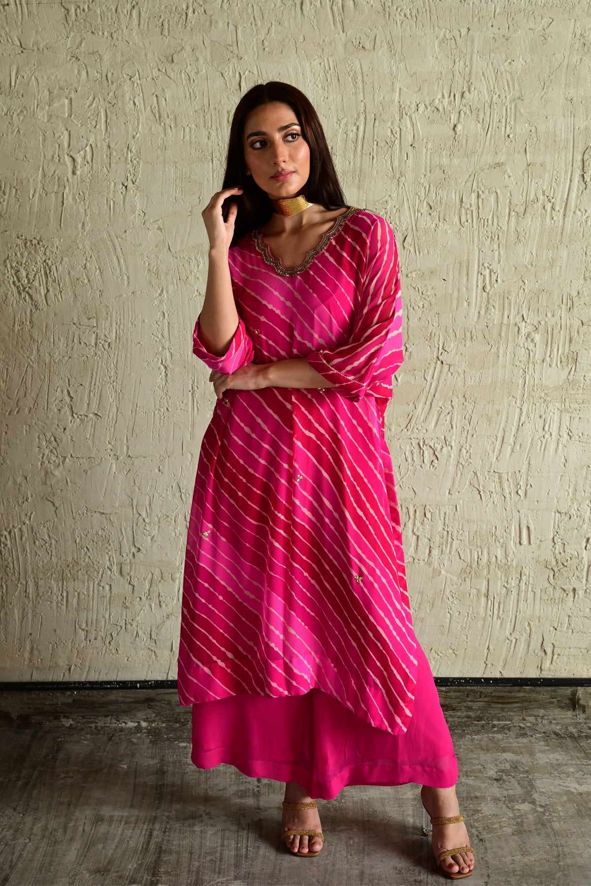 Blush Pink Leheriya Pant Set