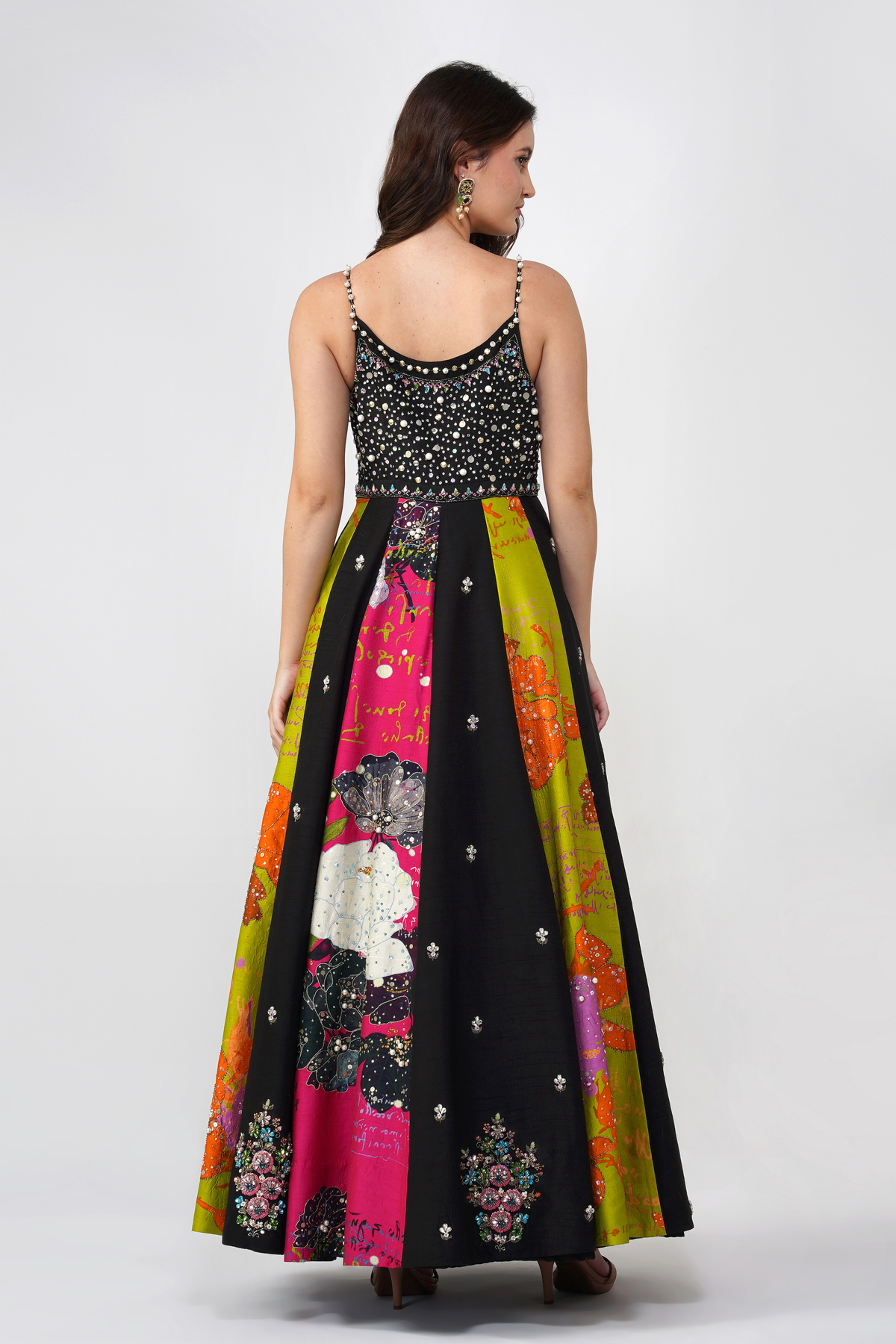 Flower and Crystal Anarkali Set