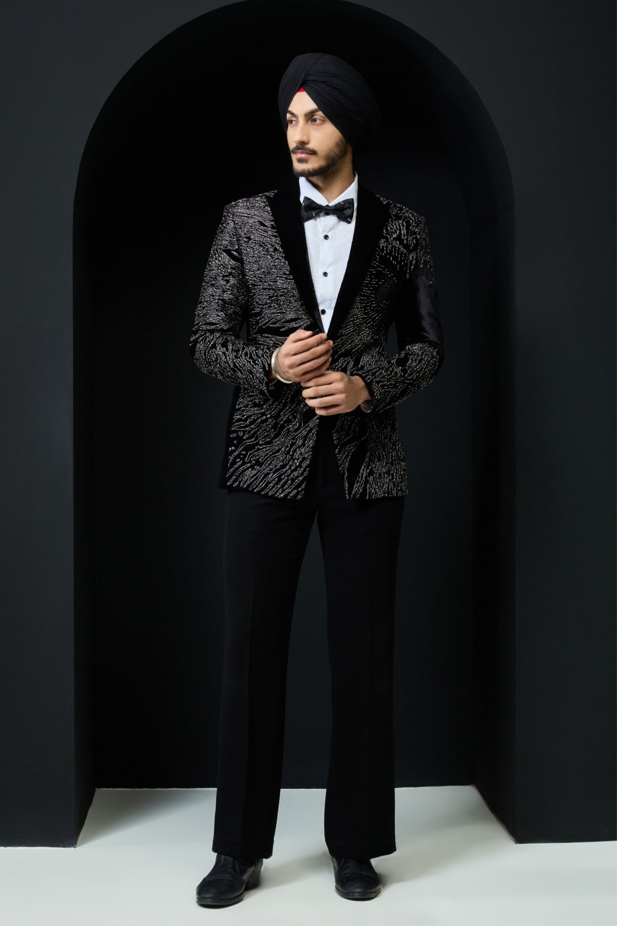 Black Velvet Tuxedo Set