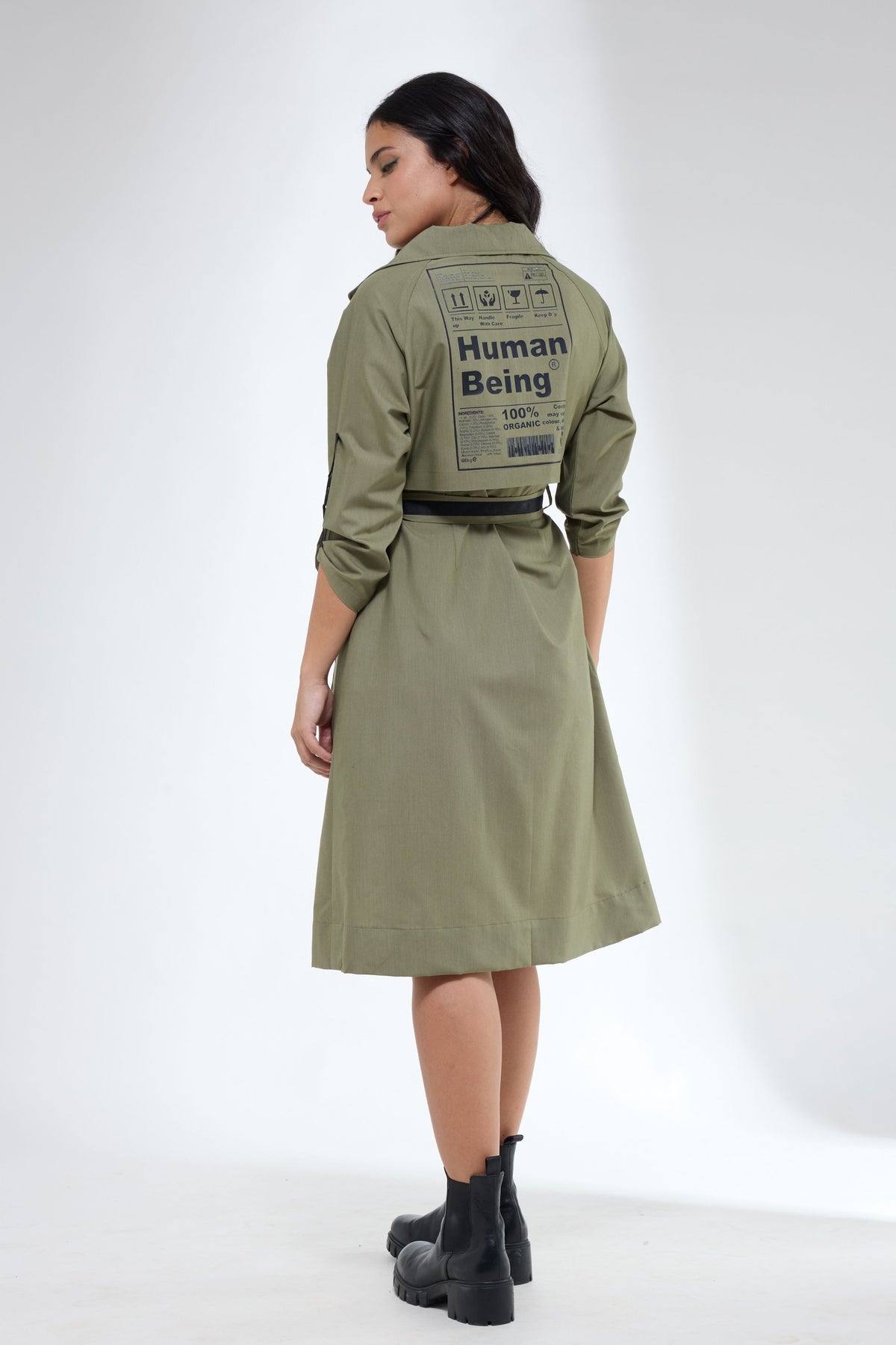 Trench Style Olive Dress