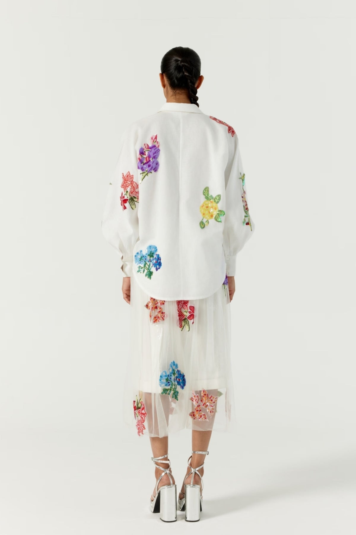 White Botanical Skirt