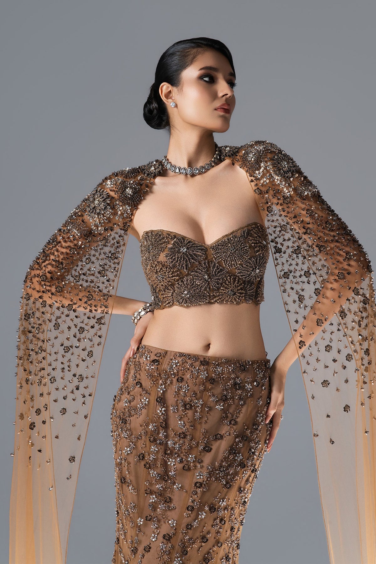 Bloom Veil Lehenga Cape Set