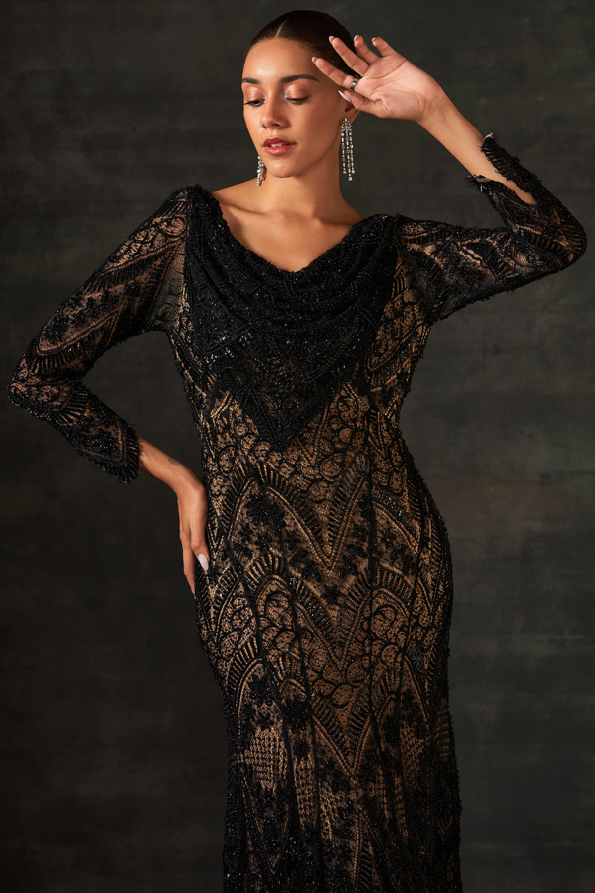 Black Embroidered Gown