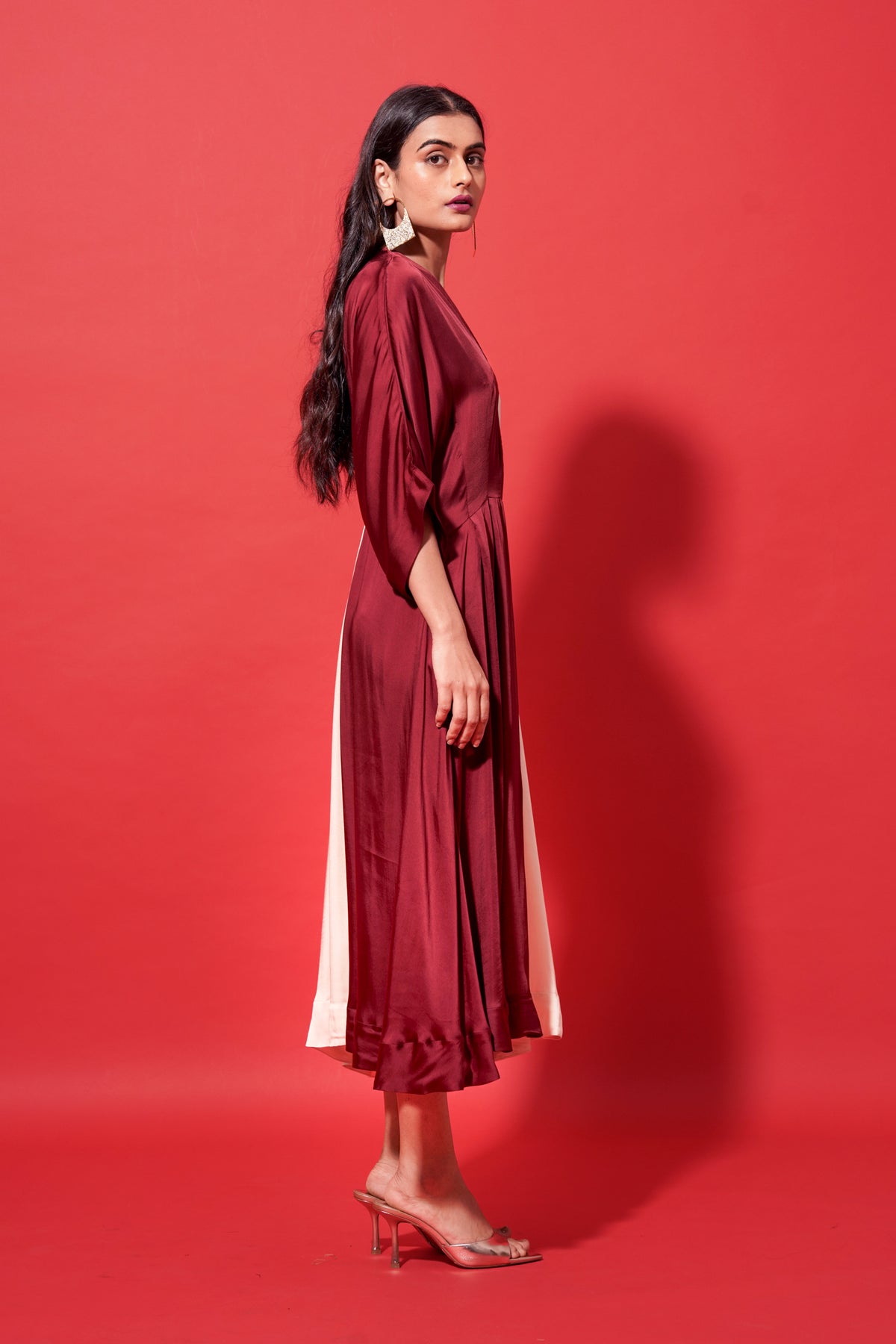 Ivory and Maroon Lumina Dress