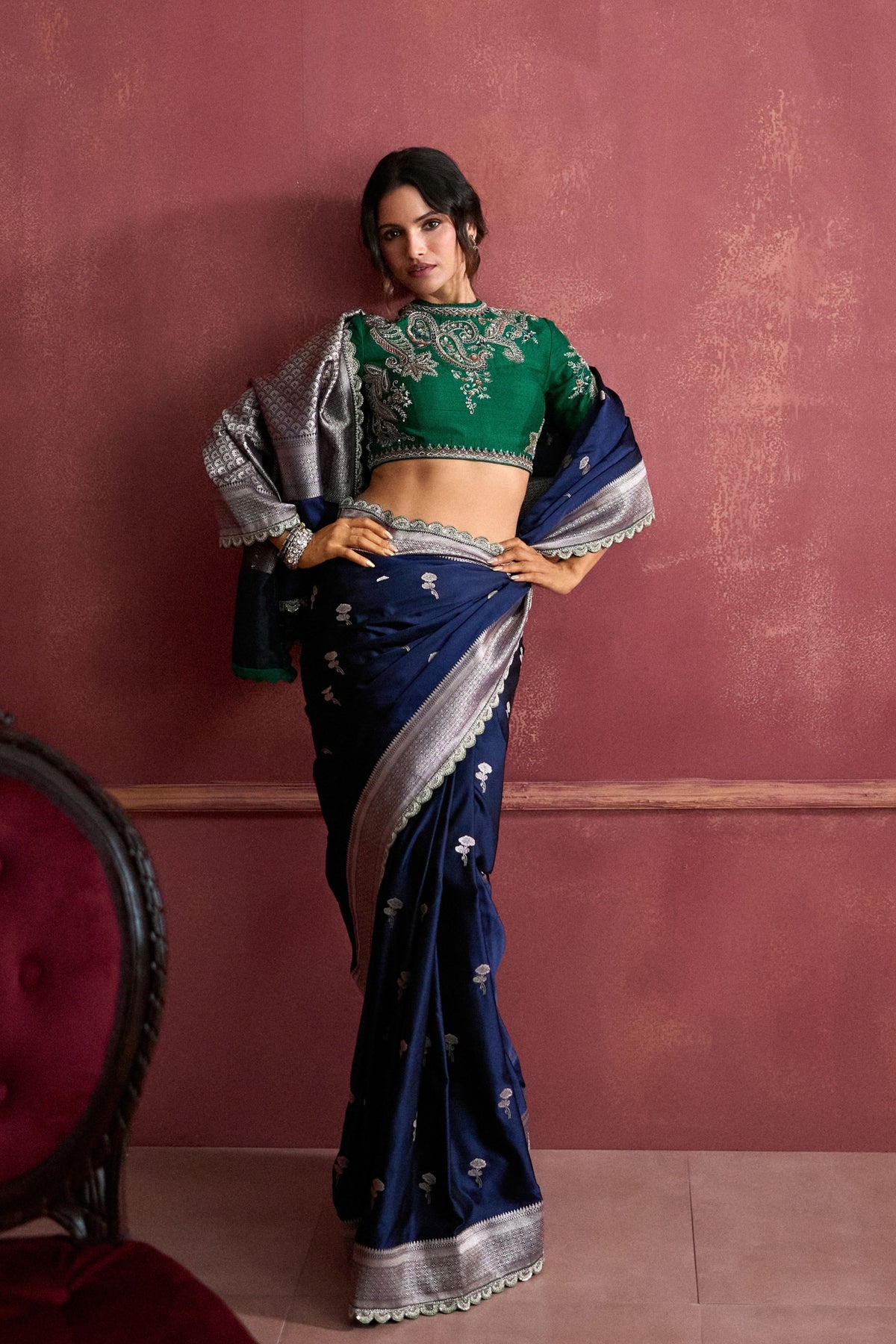 Banarasi Navy Saree Set