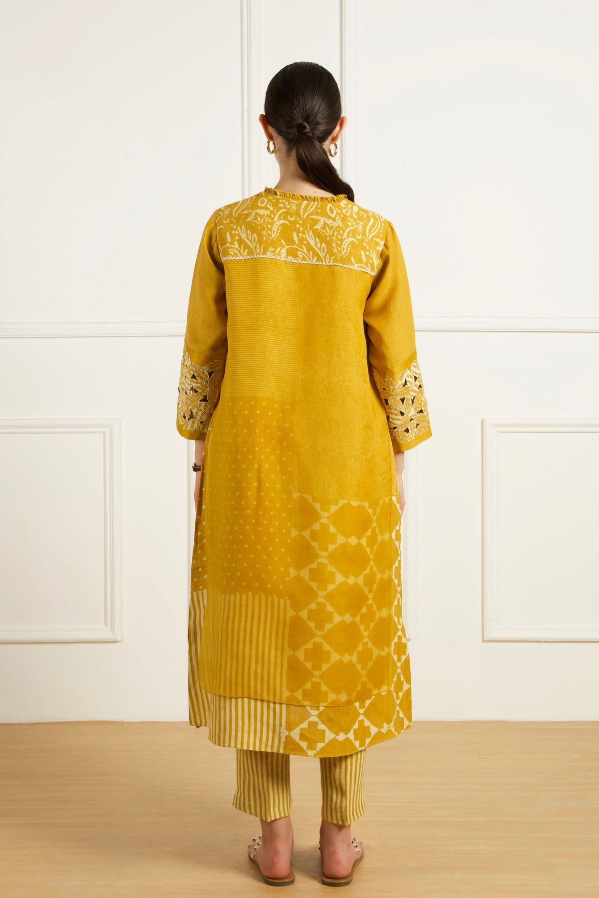 Ochre Discharge Print Kurta Set
