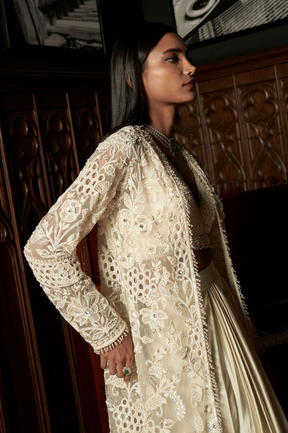 Ivory Long Jacket Set