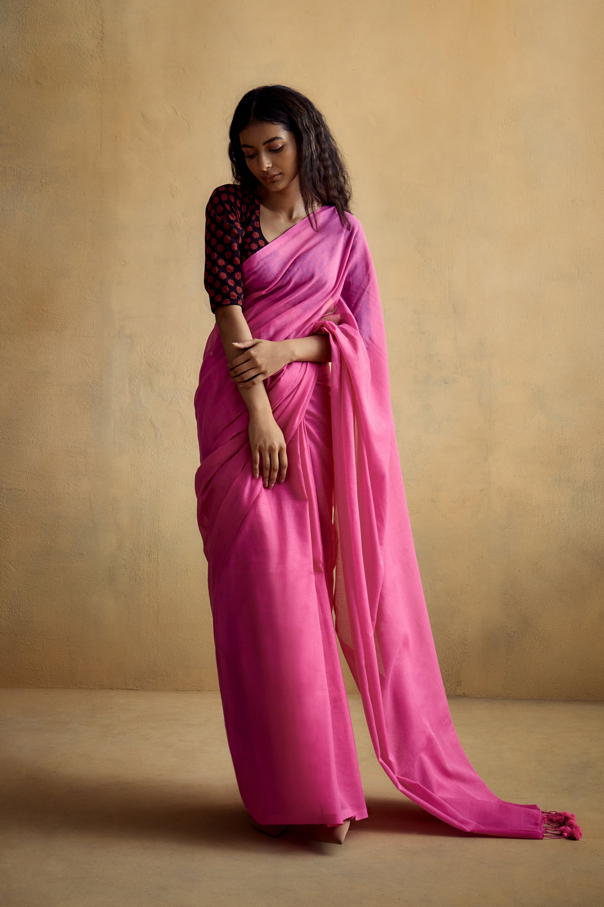 Pink Mul saree