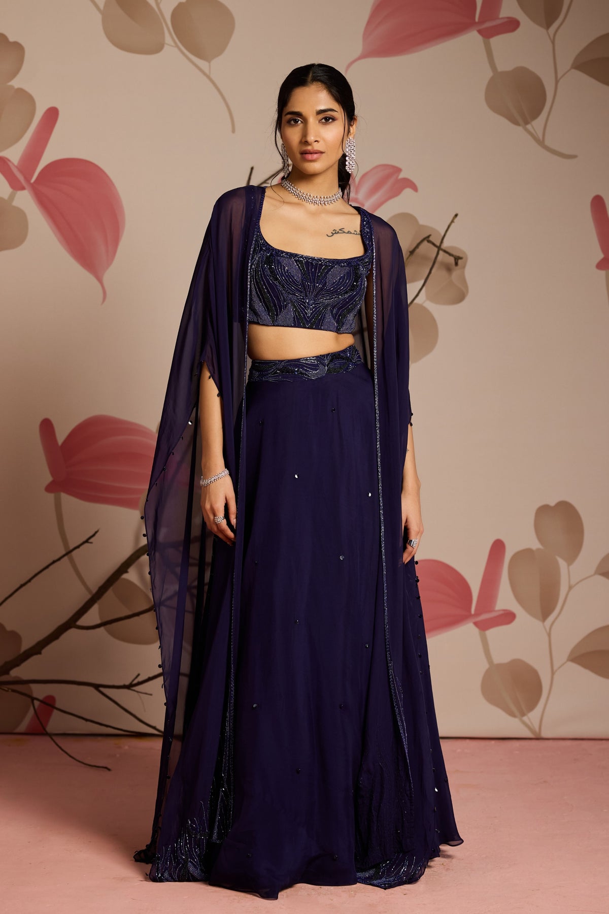 Ivy Lehenga Set with Cape