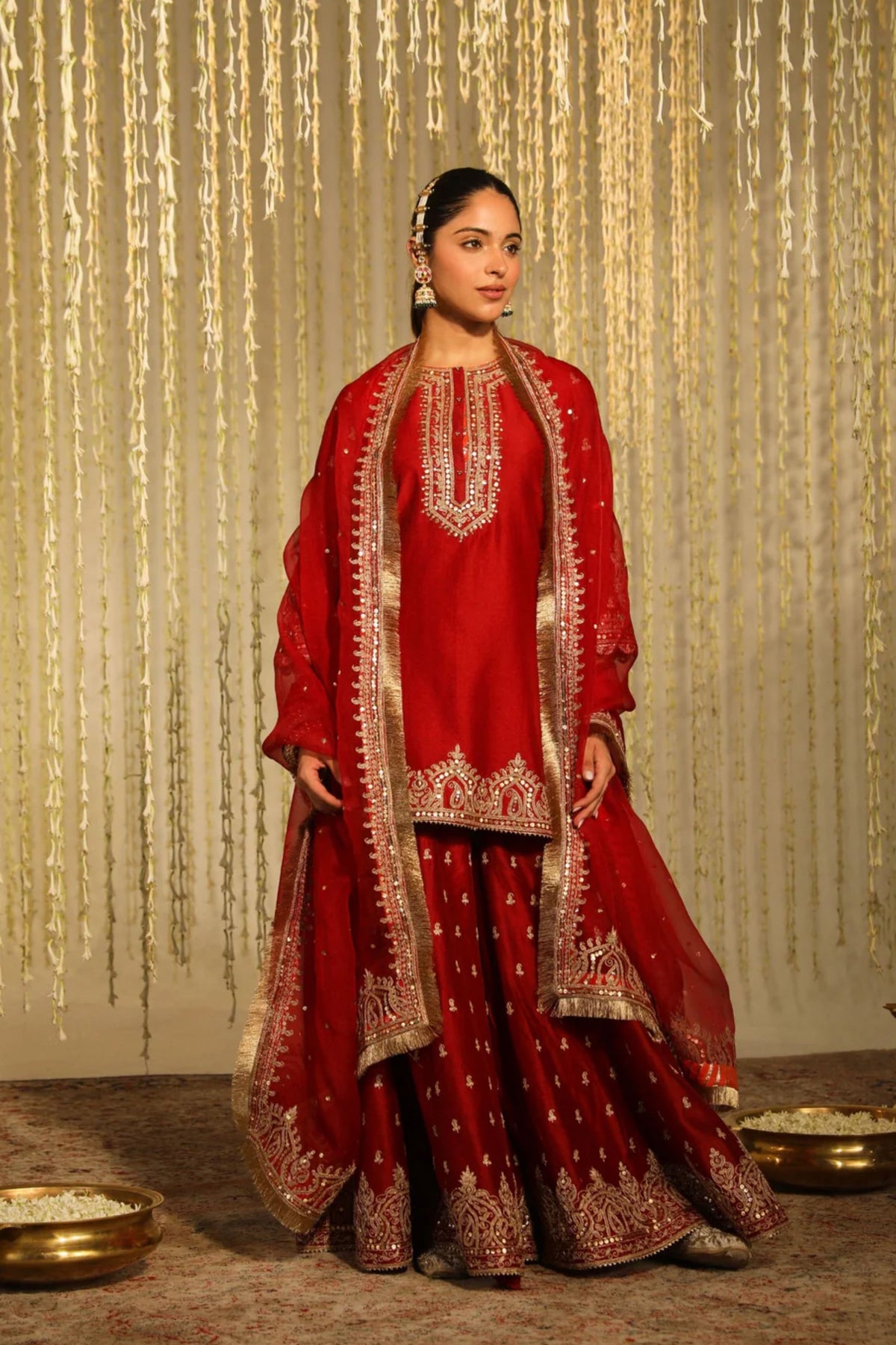 Mishika Red Sharara Set