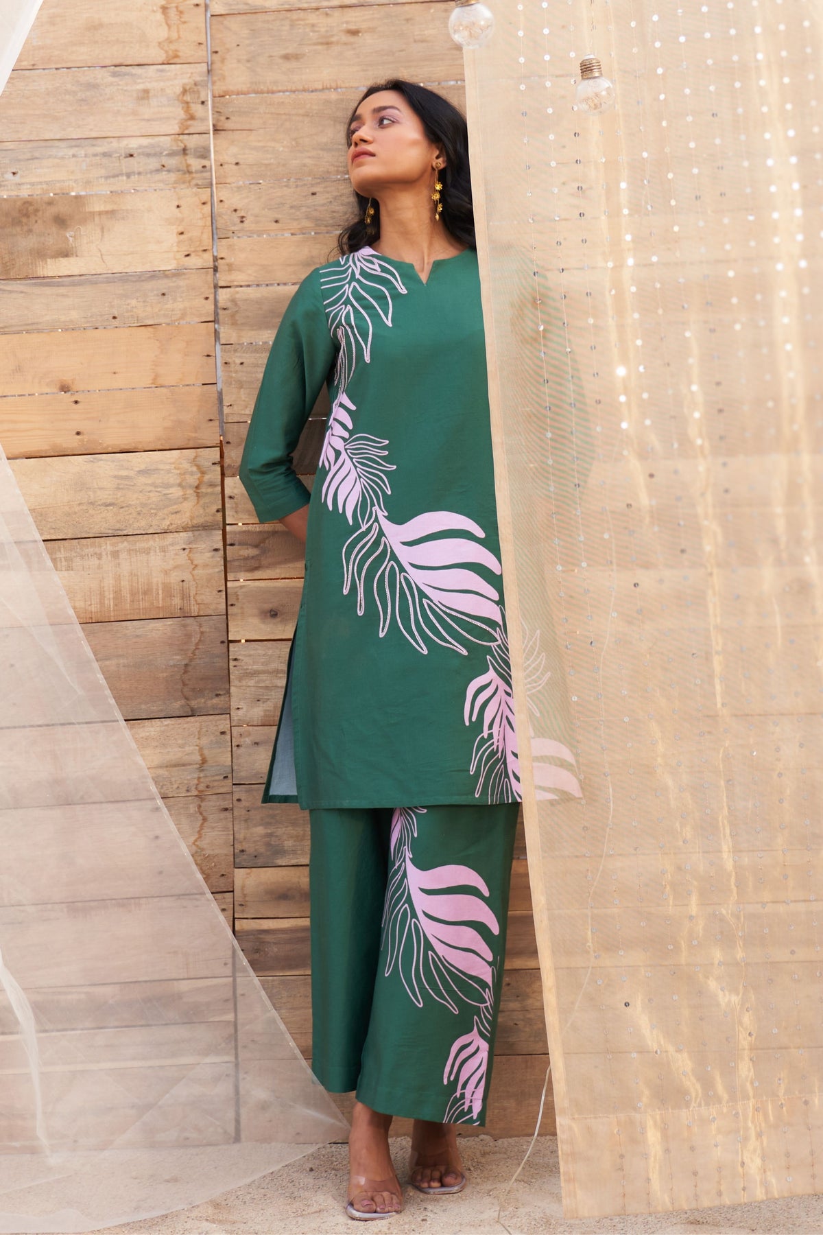 Reveria Printed Green Tunic Set