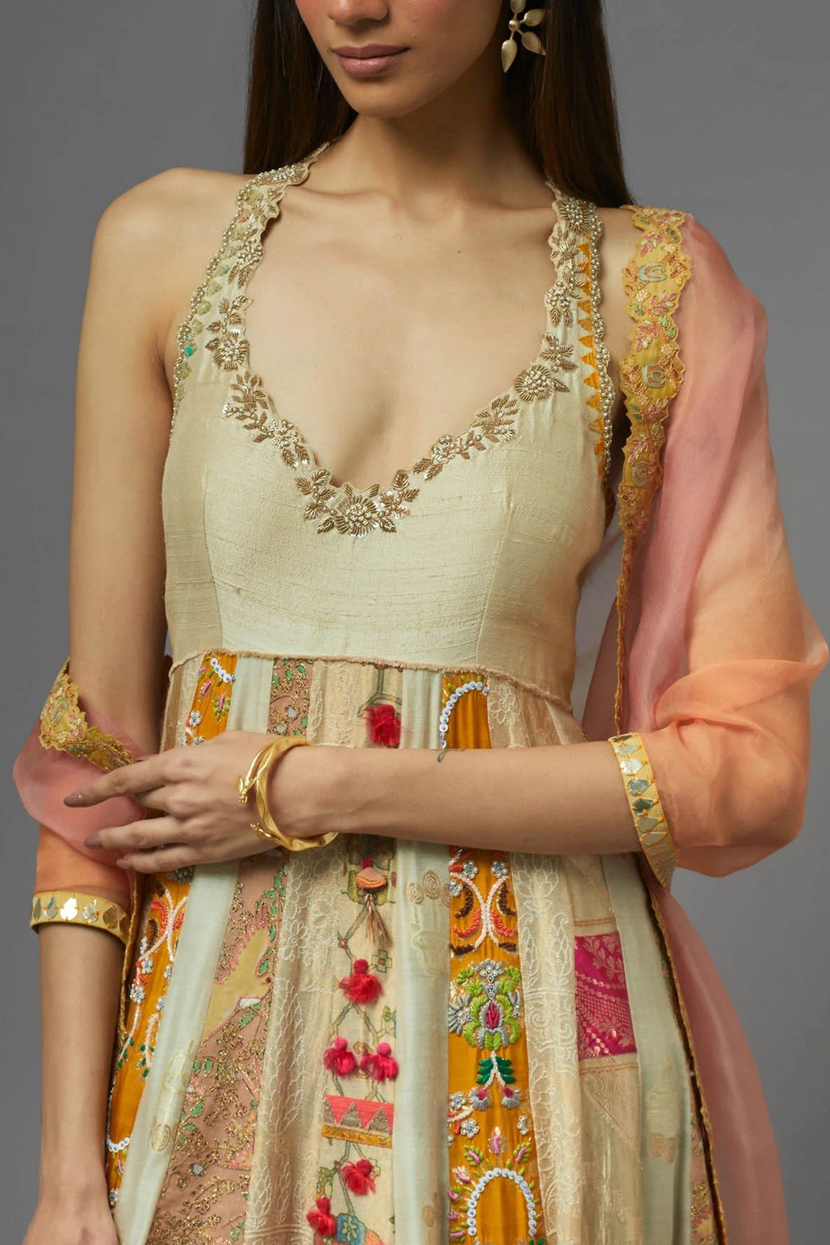 Ivory Embellished Anarkali Set