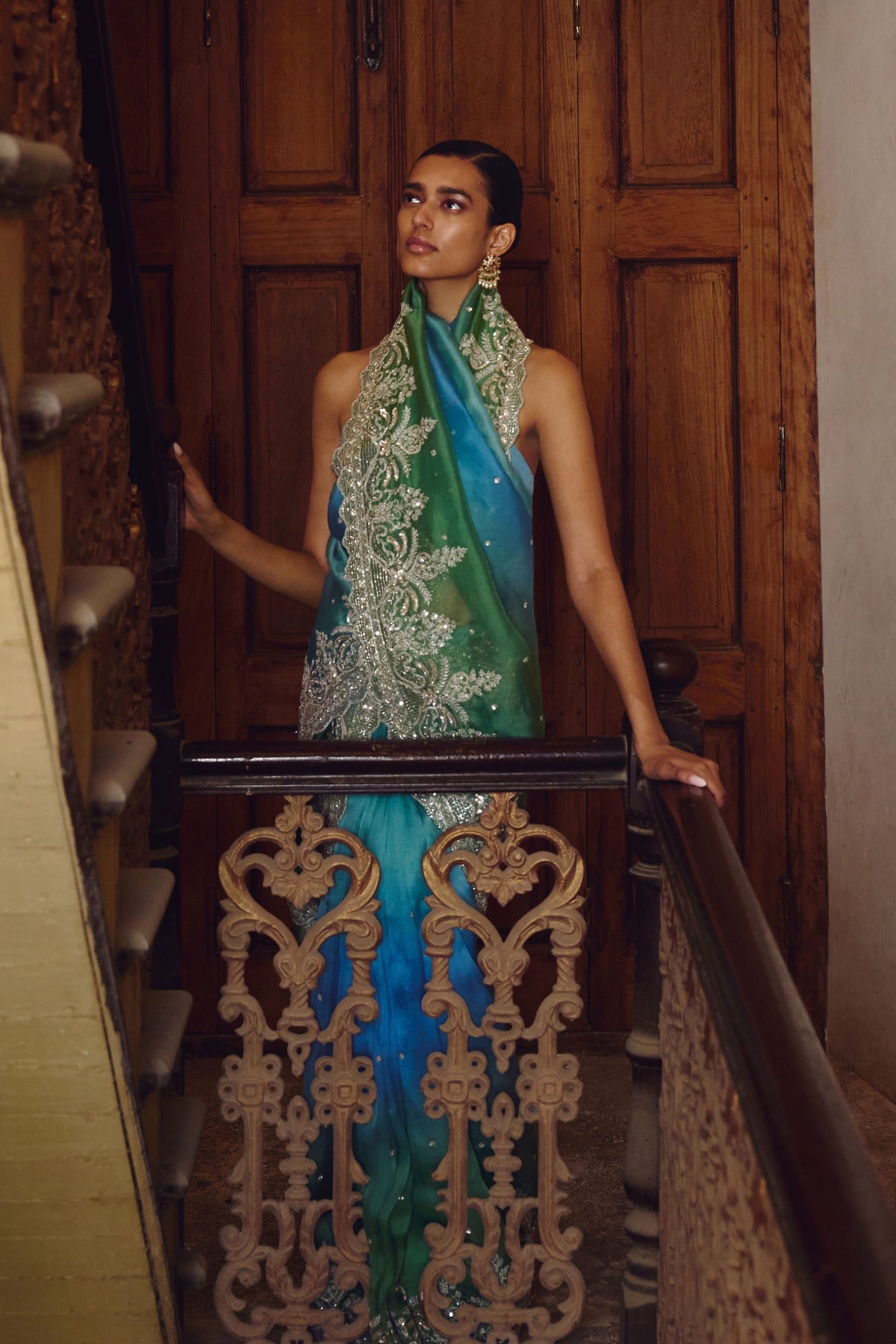 Ombre Shar Saree Set