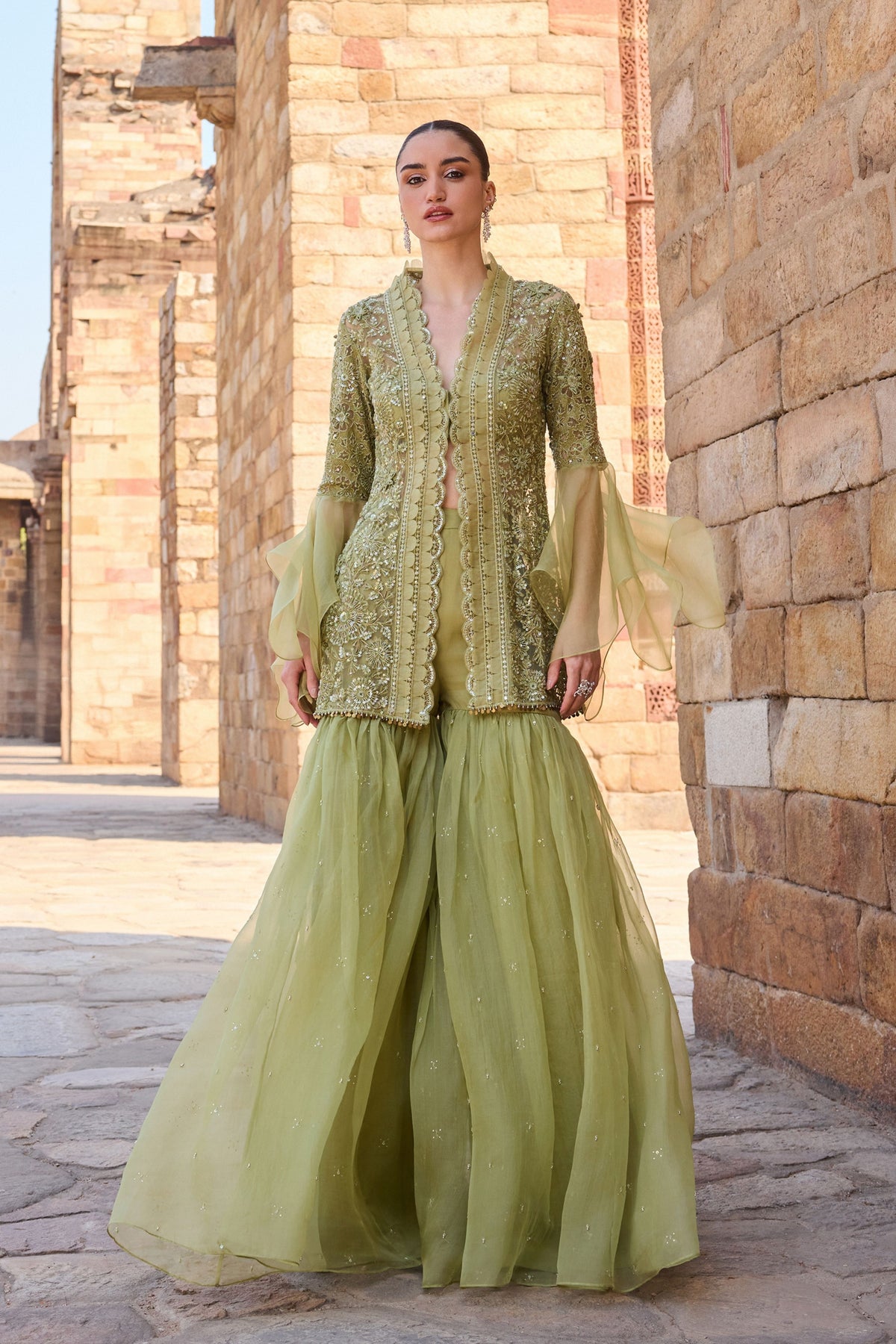 Sage Green Gharara Set