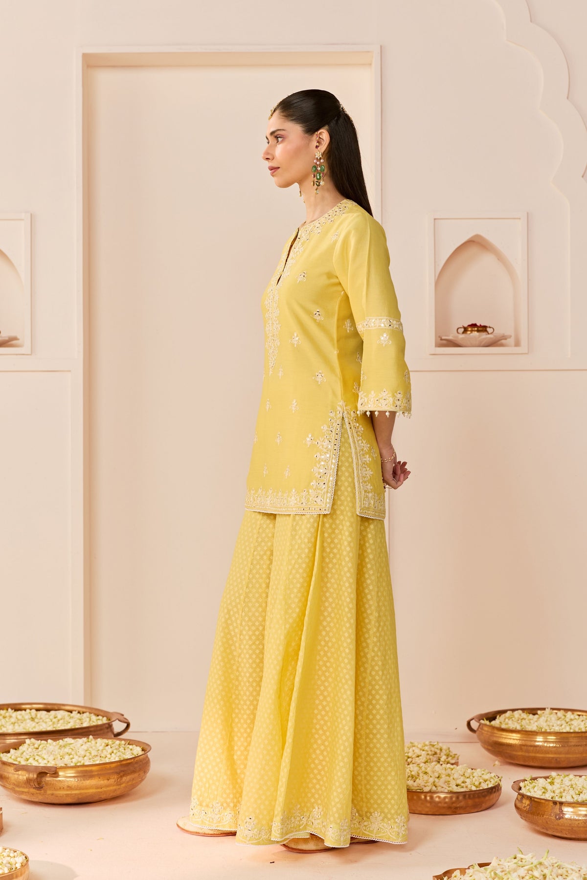 Rehma Lemon Yellow Sharara Set