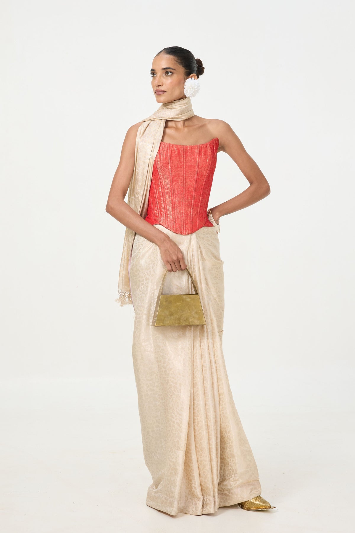 Off-White Tissue Saree