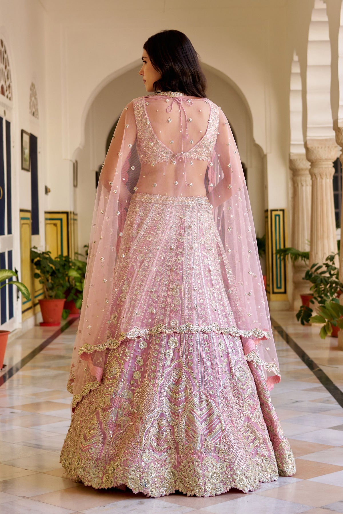 Rosaline Pink Organza Lehenga Set