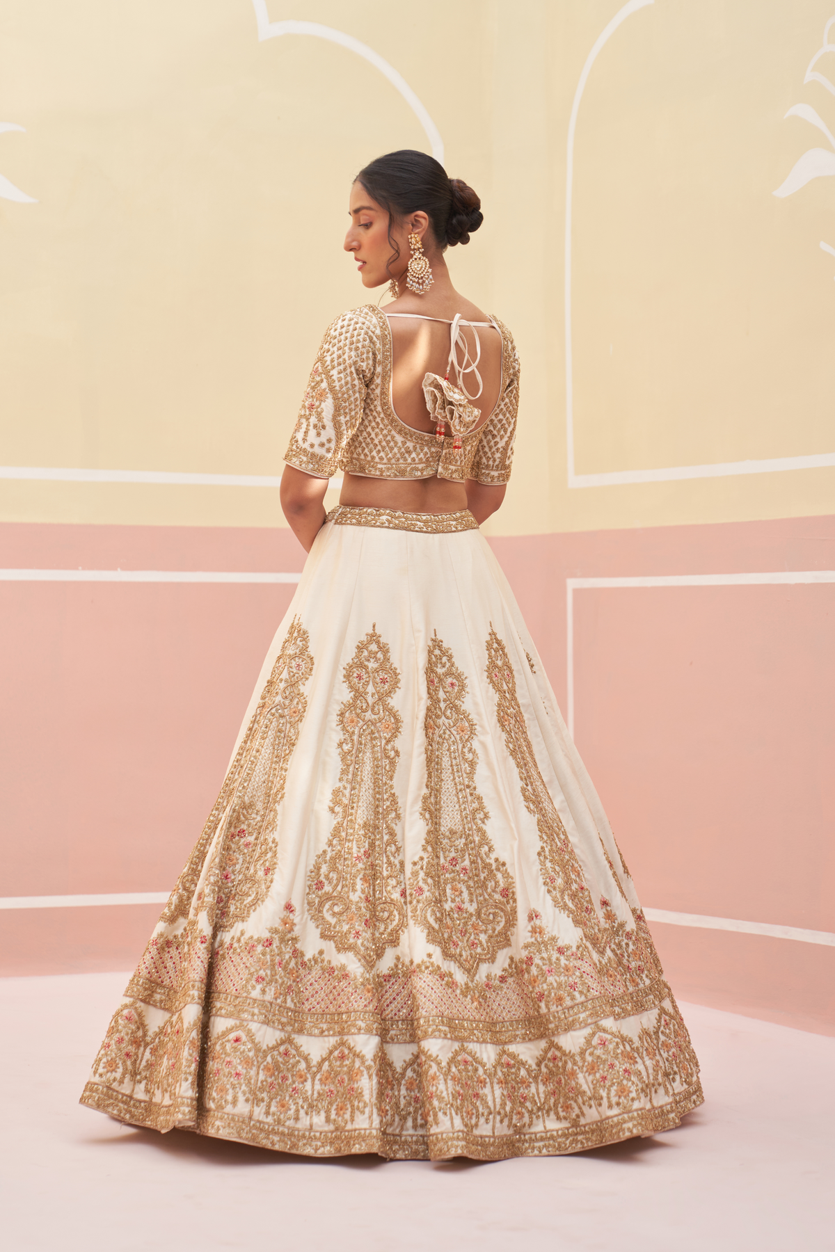 Embroidered Raw Silk Lehenga Set