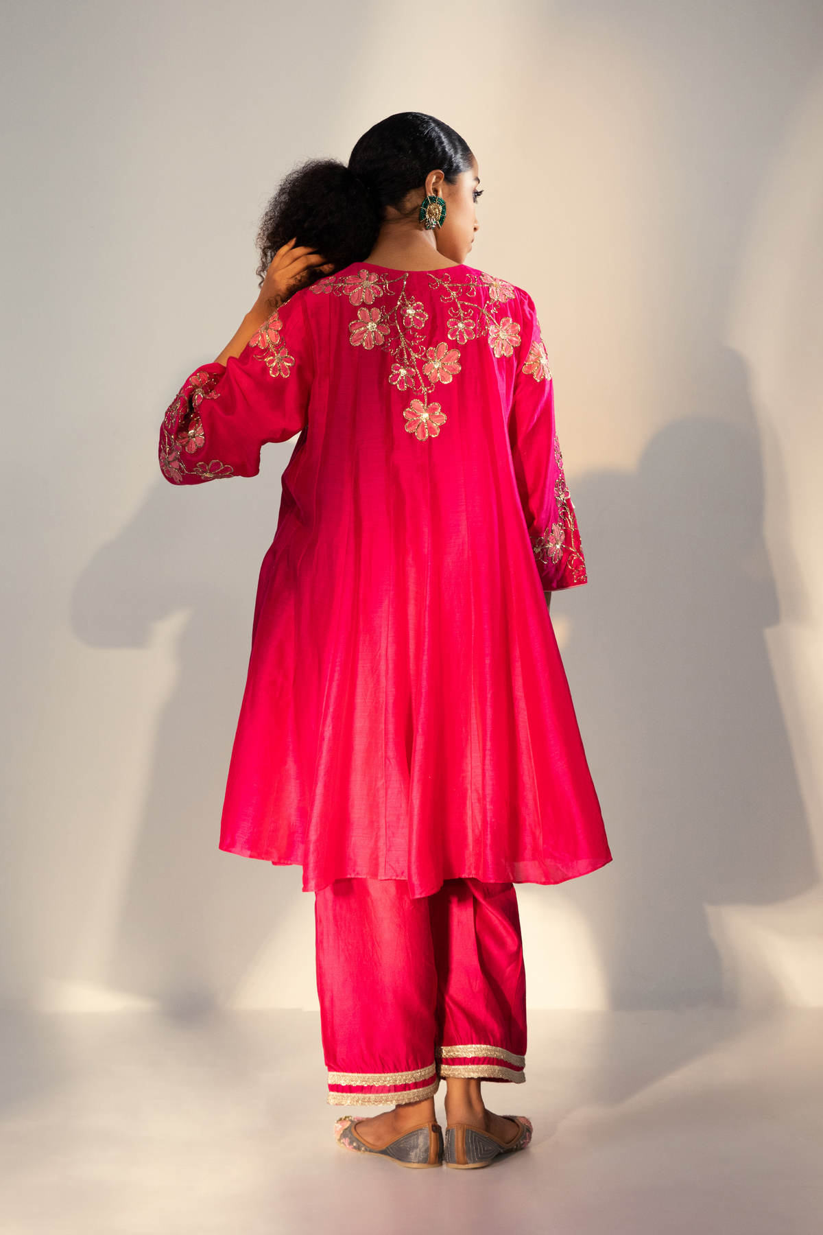 Short Anarkali in Magenta
