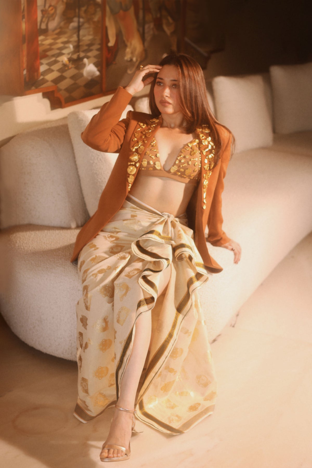 The Tan Trophy Jacket With Bra