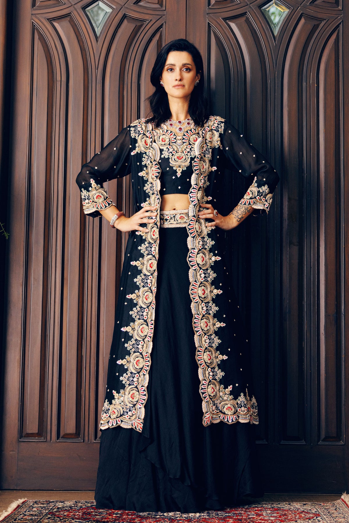 Black Long Jacket Set
