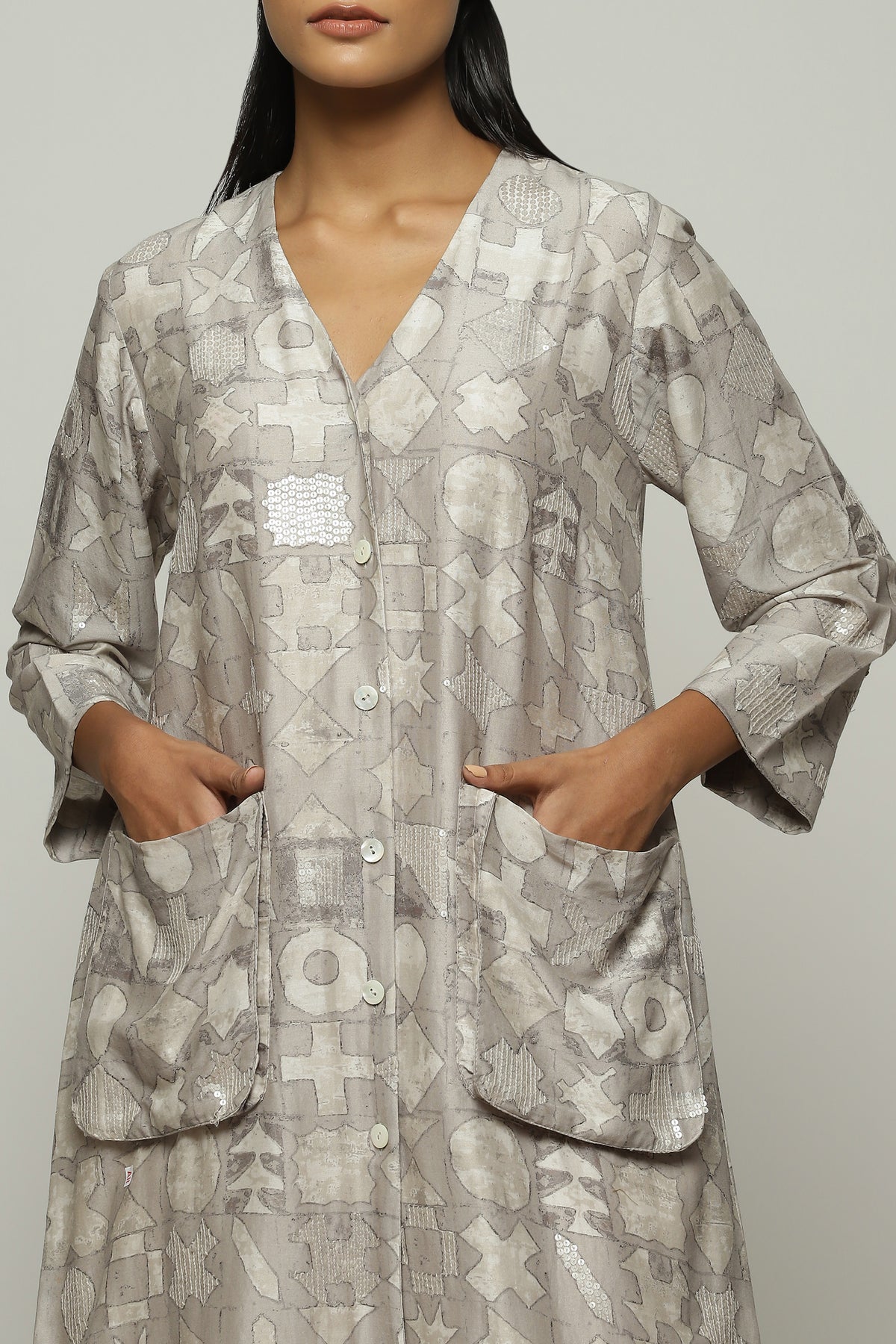 Symbol Print And Sequins Jacket