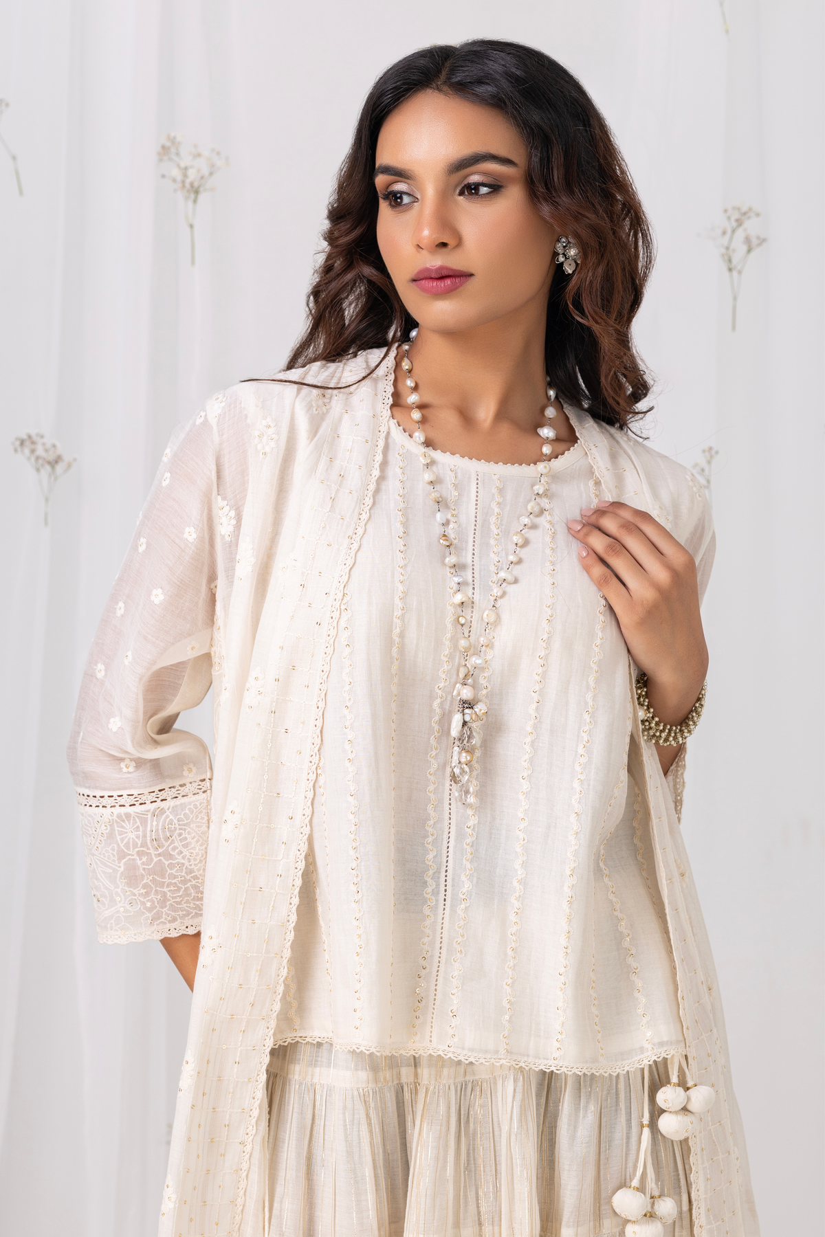 Nerina White Skirt Set