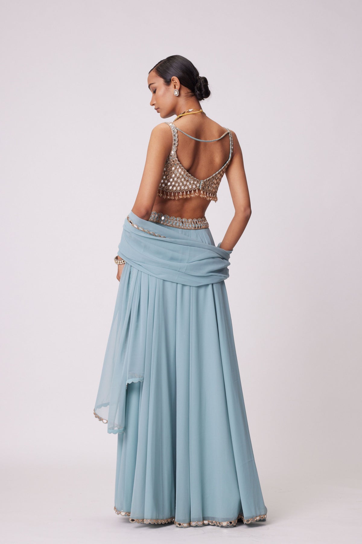 Powder Blue Lehenga Pants Set