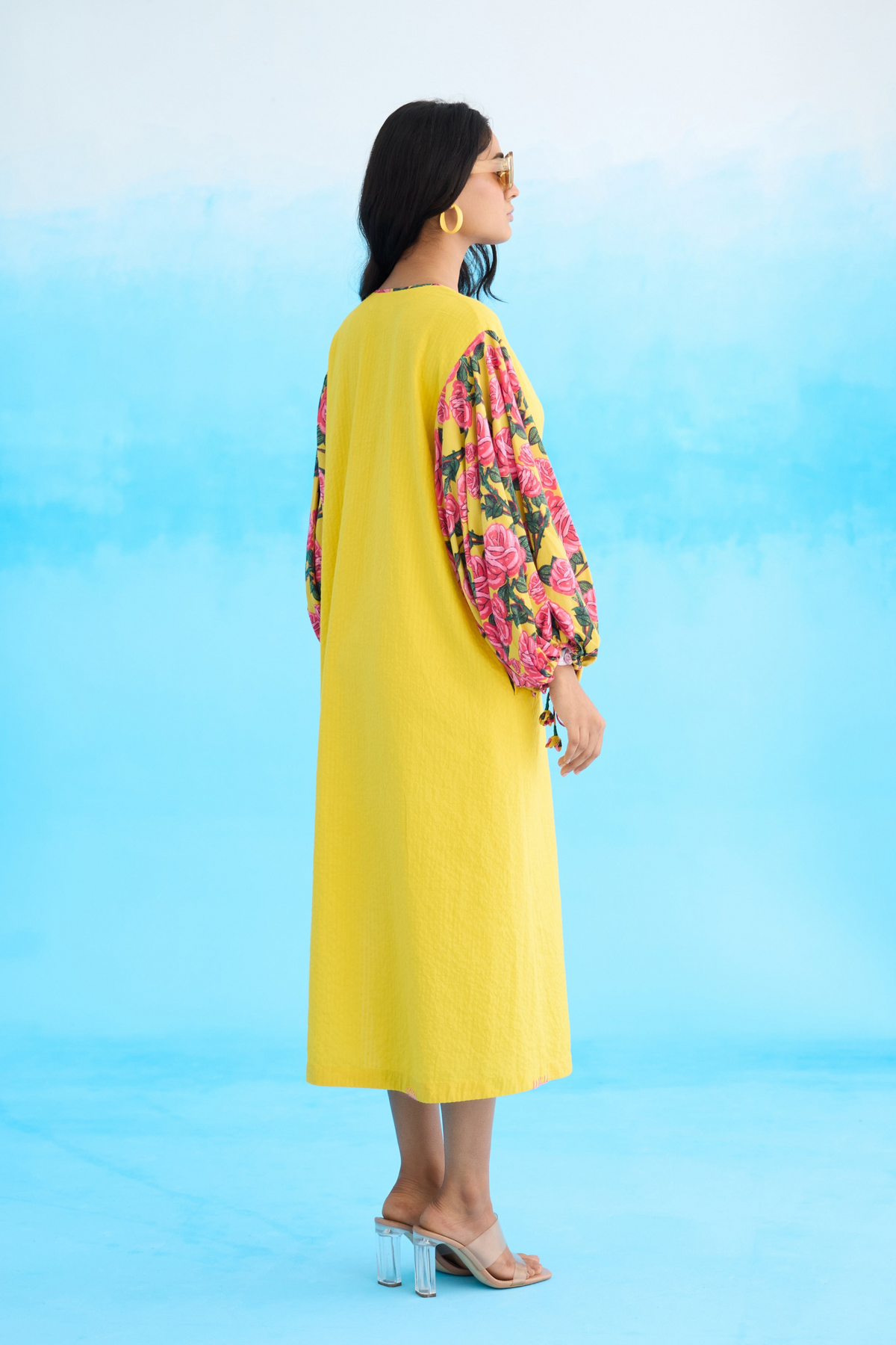 Yellow A-line Flower Tassels Dress