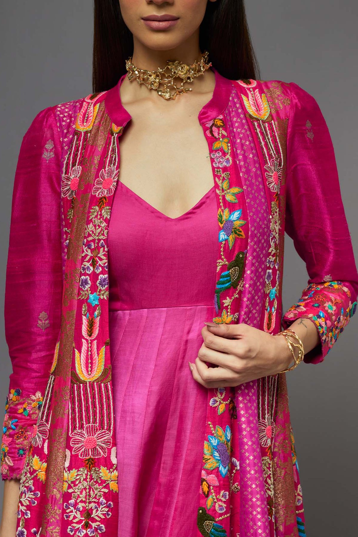 Fuchsia Kalidaar Jacket Set